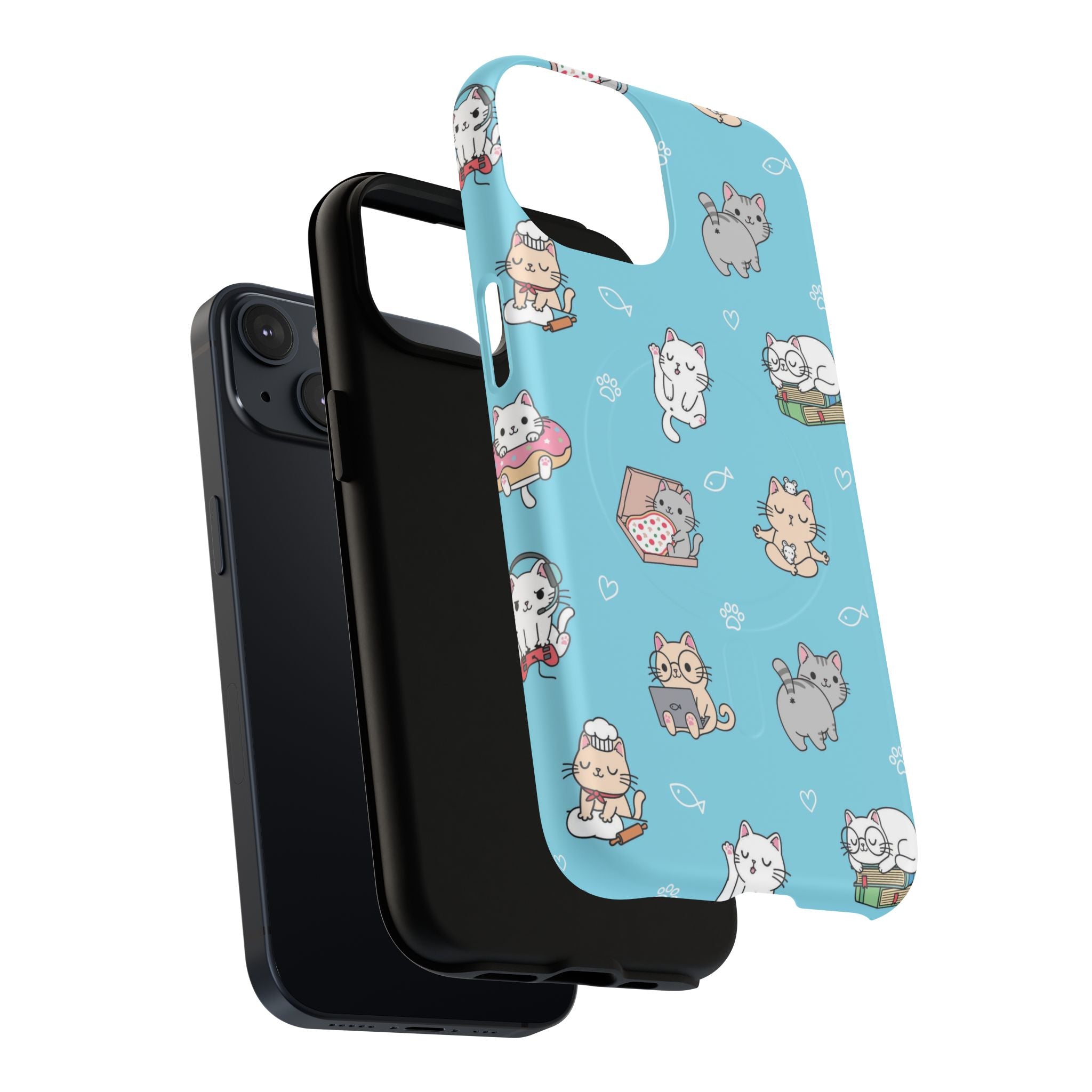 Kawaii Cat Pattern Tough Magnetic Phone Case