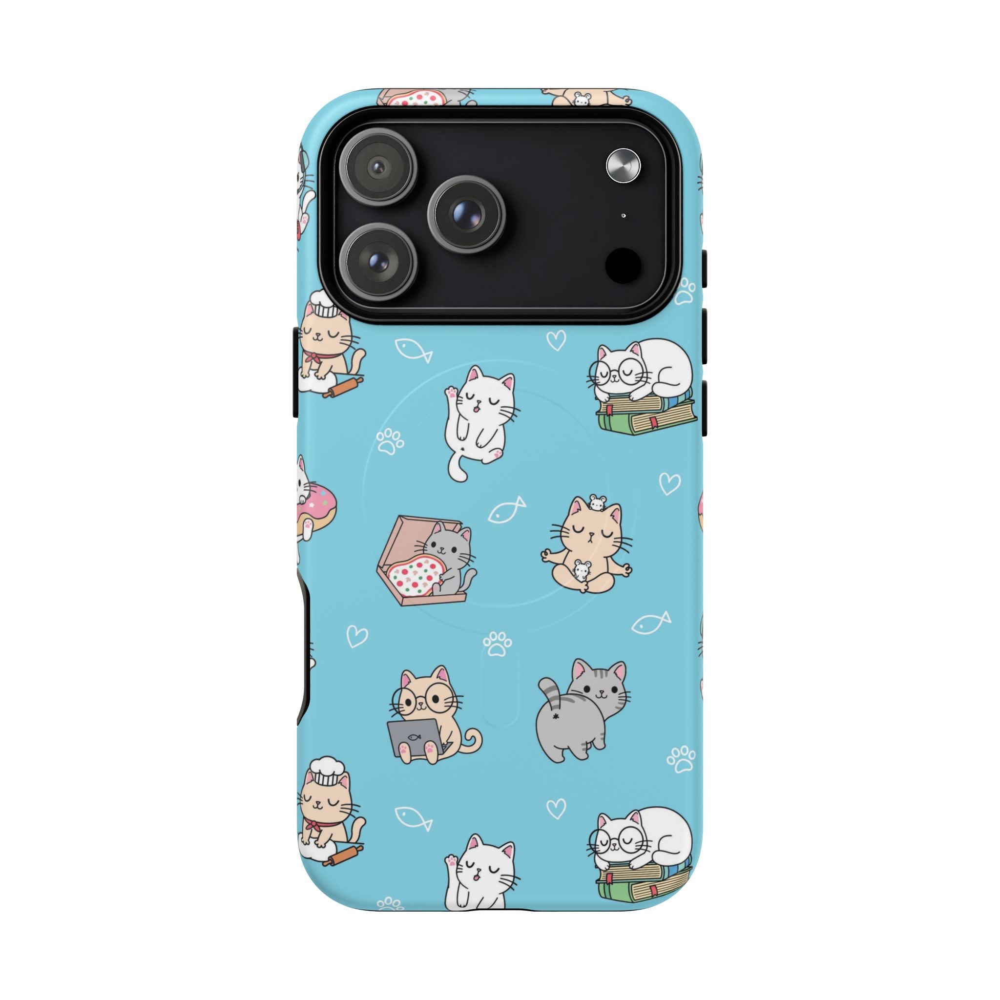 Kawaii Cat Pattern Tough Magnetic Phone Case