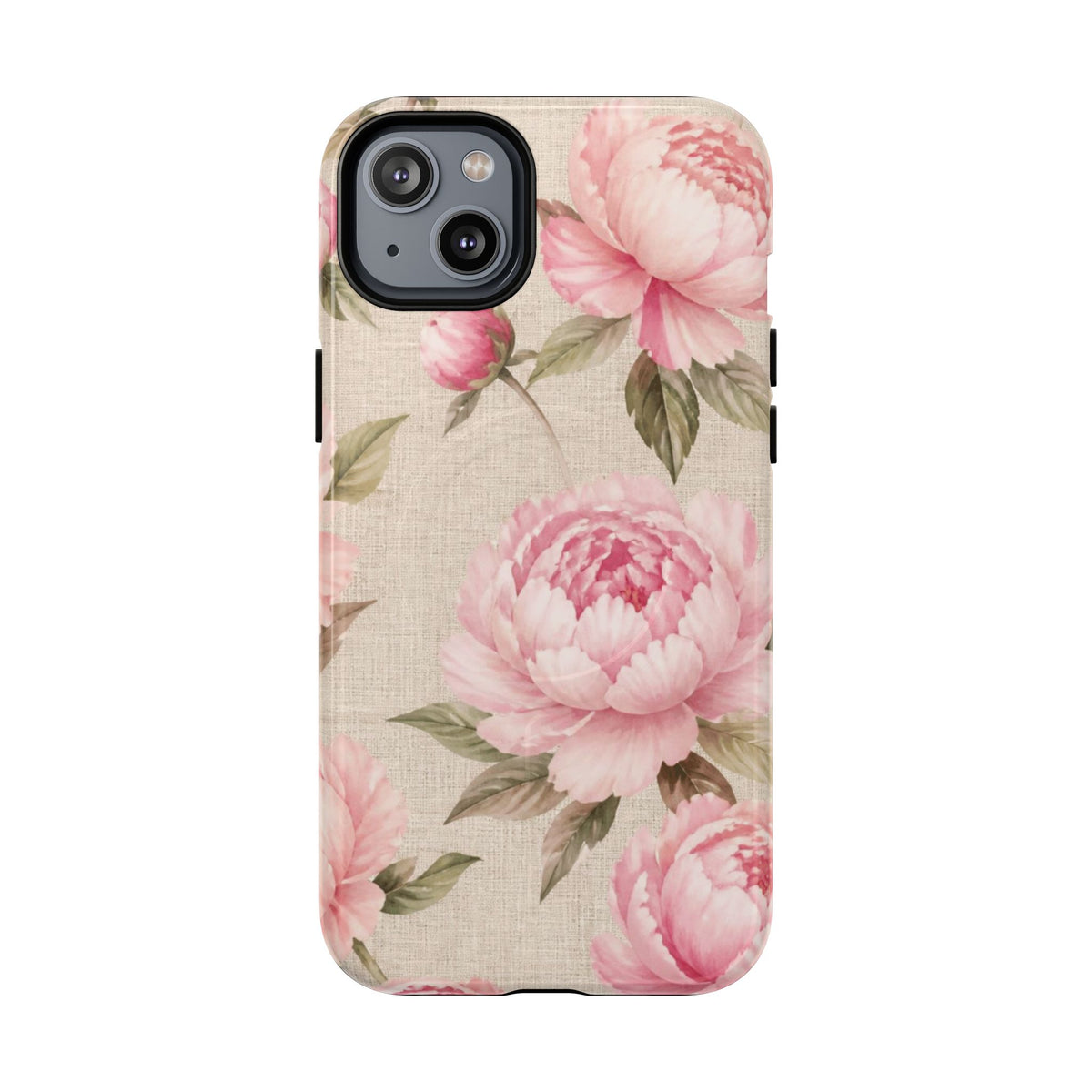 Floral Peony Tough Magnetic Phone Case — Pink Vintage Rose Protective Cover