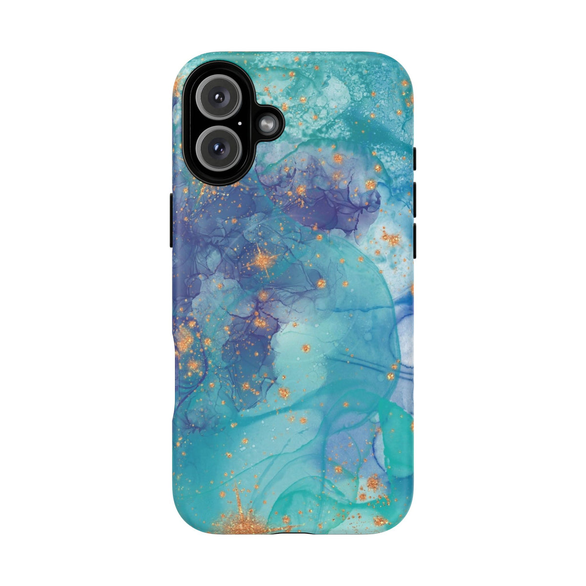 Teal Marble Magnetic Tough Case — Protective Phone Case with Blue Gold Swirl Design