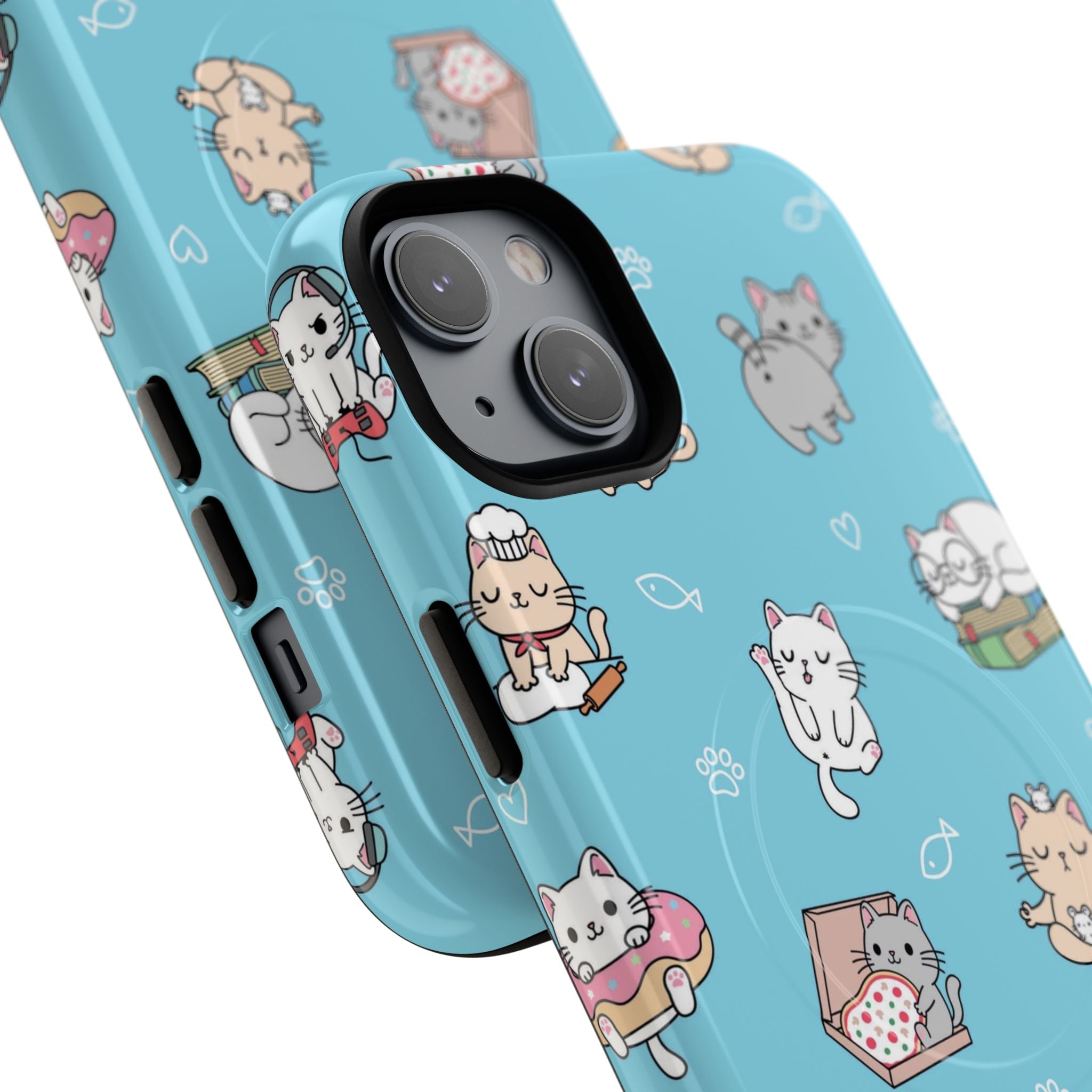 Kawaii Cat Pattern Tough Magnetic Phone Case