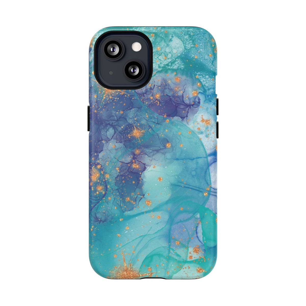 Teal Marble Magnetic Tough Case — Protective Phone Case with Blue Gold Swirl Design