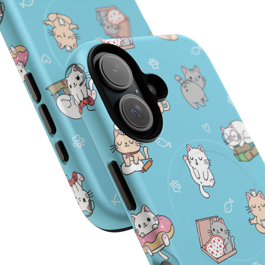 Kawaii Cat Pattern Tough Magnetic Phone Case