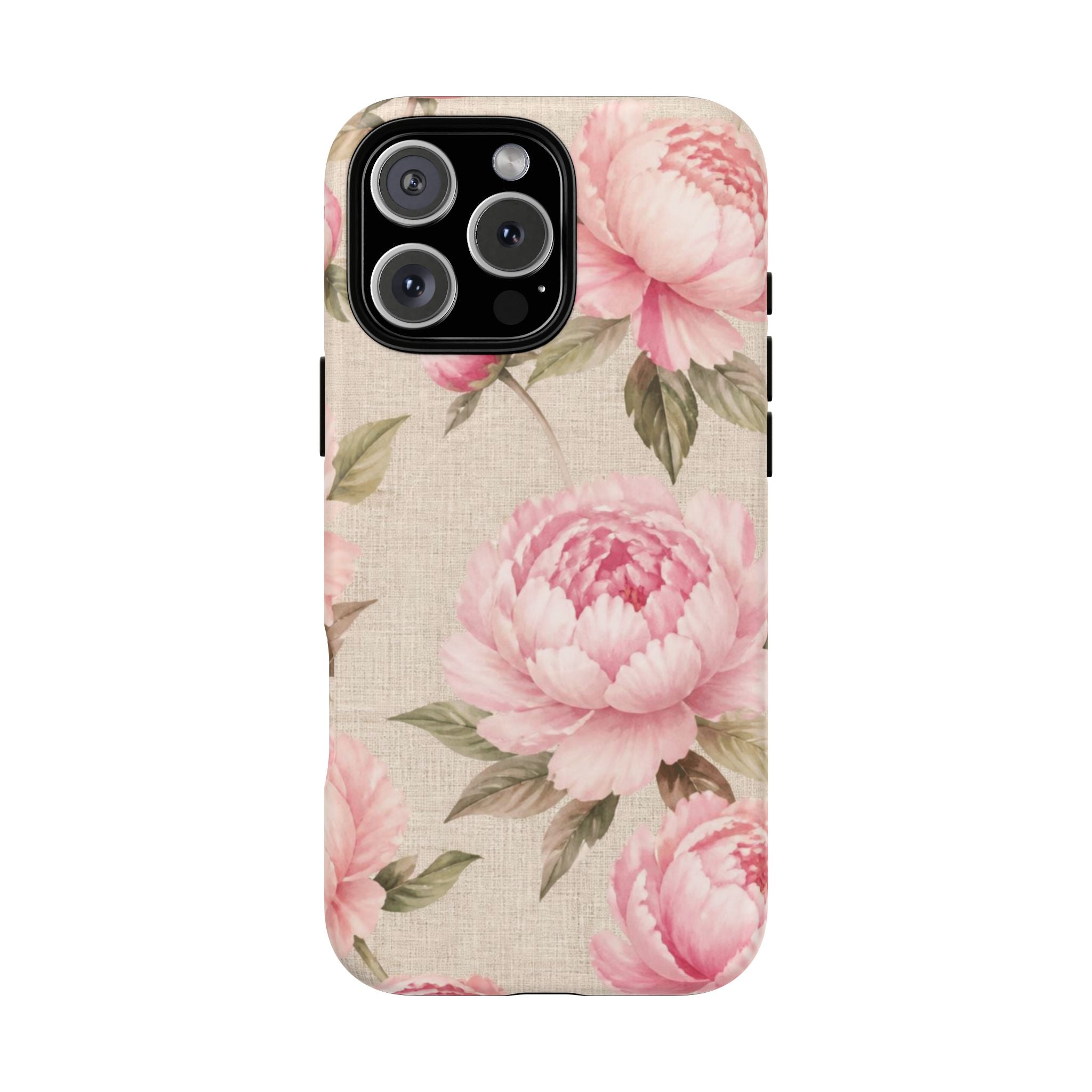 Floral Peony Tough Magnetic Phone Case — Pink Vintage Rose Protective Cover
