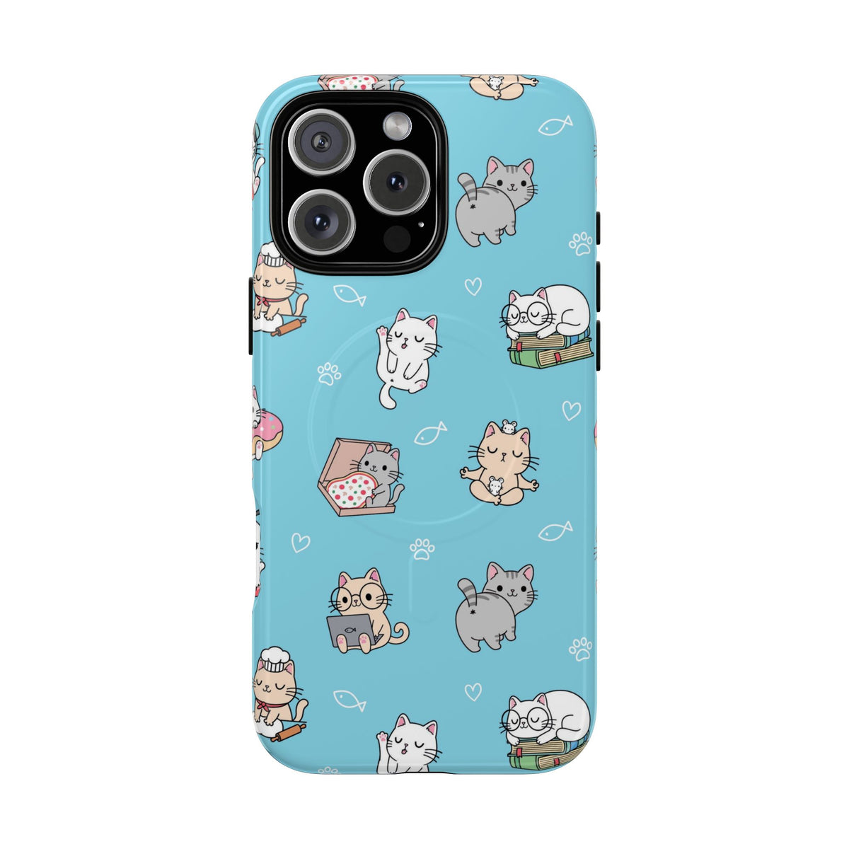 Kawaii Cat Pattern Tough Magnetic Phone Case