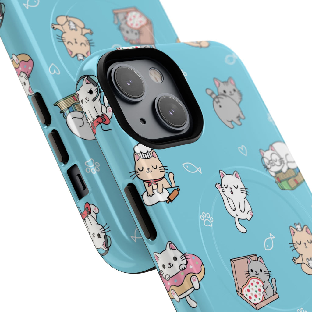 Kawaii Cat Pattern Tough Magnetic Phone Case