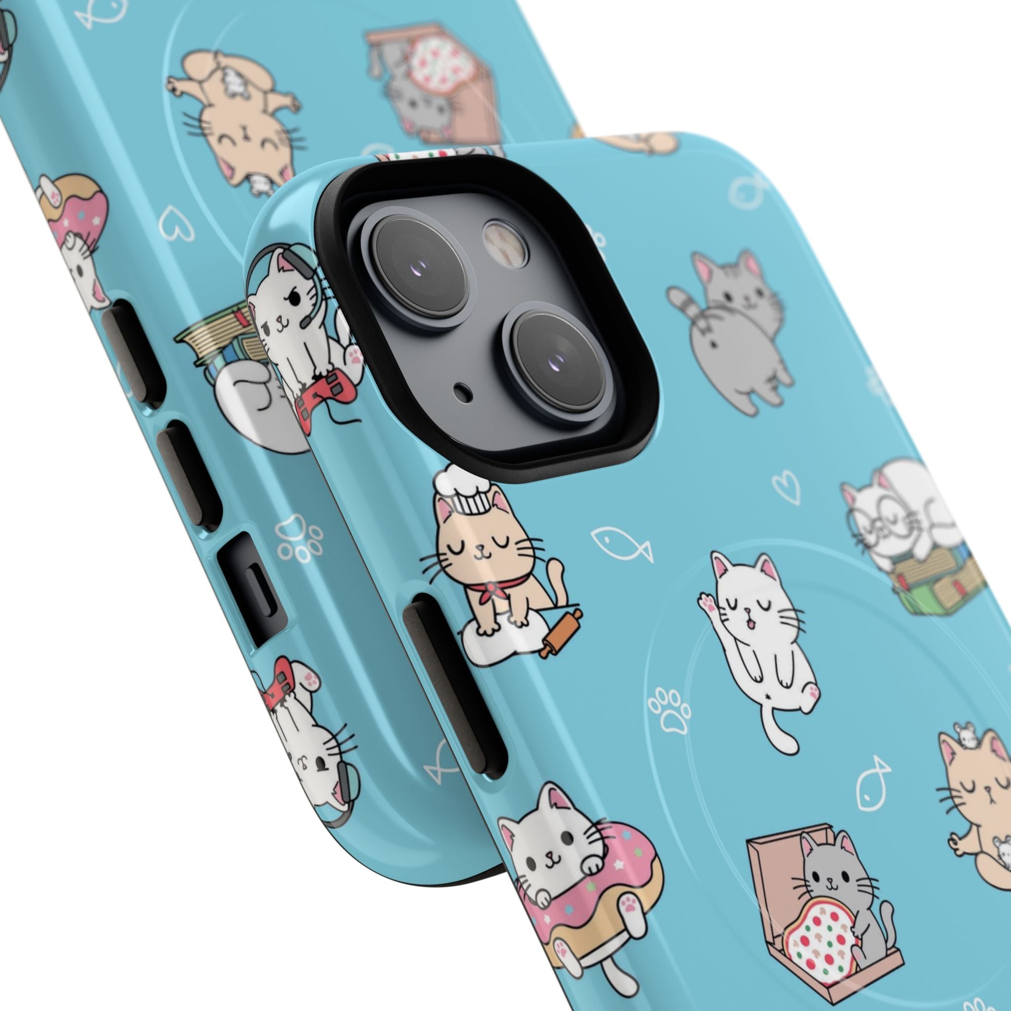 Kawaii Cat Pattern Tough Magnetic Phone Case