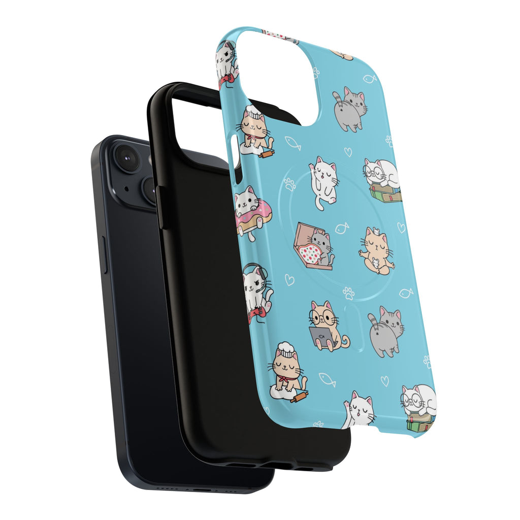 Kawaii Cat Pattern Tough Magnetic Phone Case
