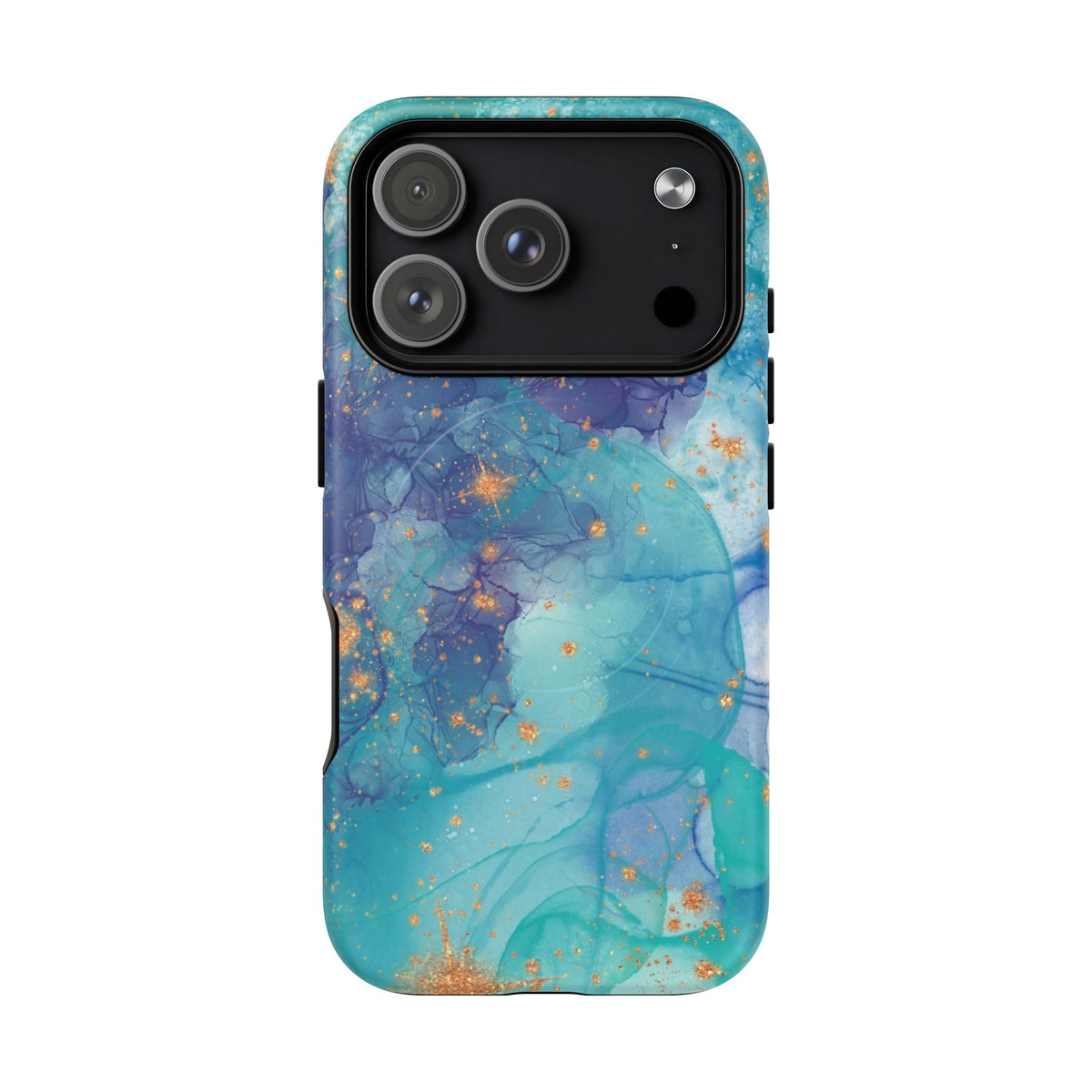 Teal Marble Magnetic Tough Case — Protective Phone Case with Blue Gold Swirl Design