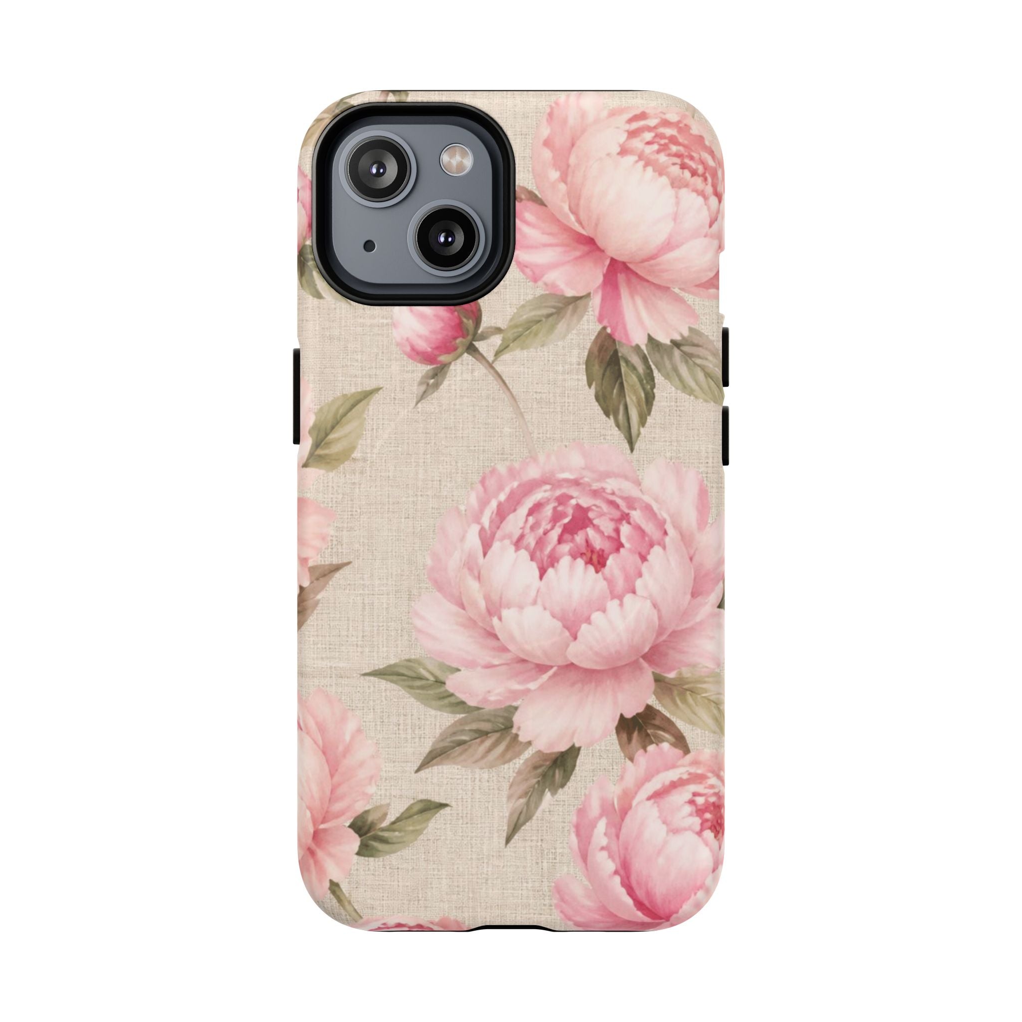 Floral Peony Tough Magnetic Phone Case — Pink Vintage Rose Protective Cover