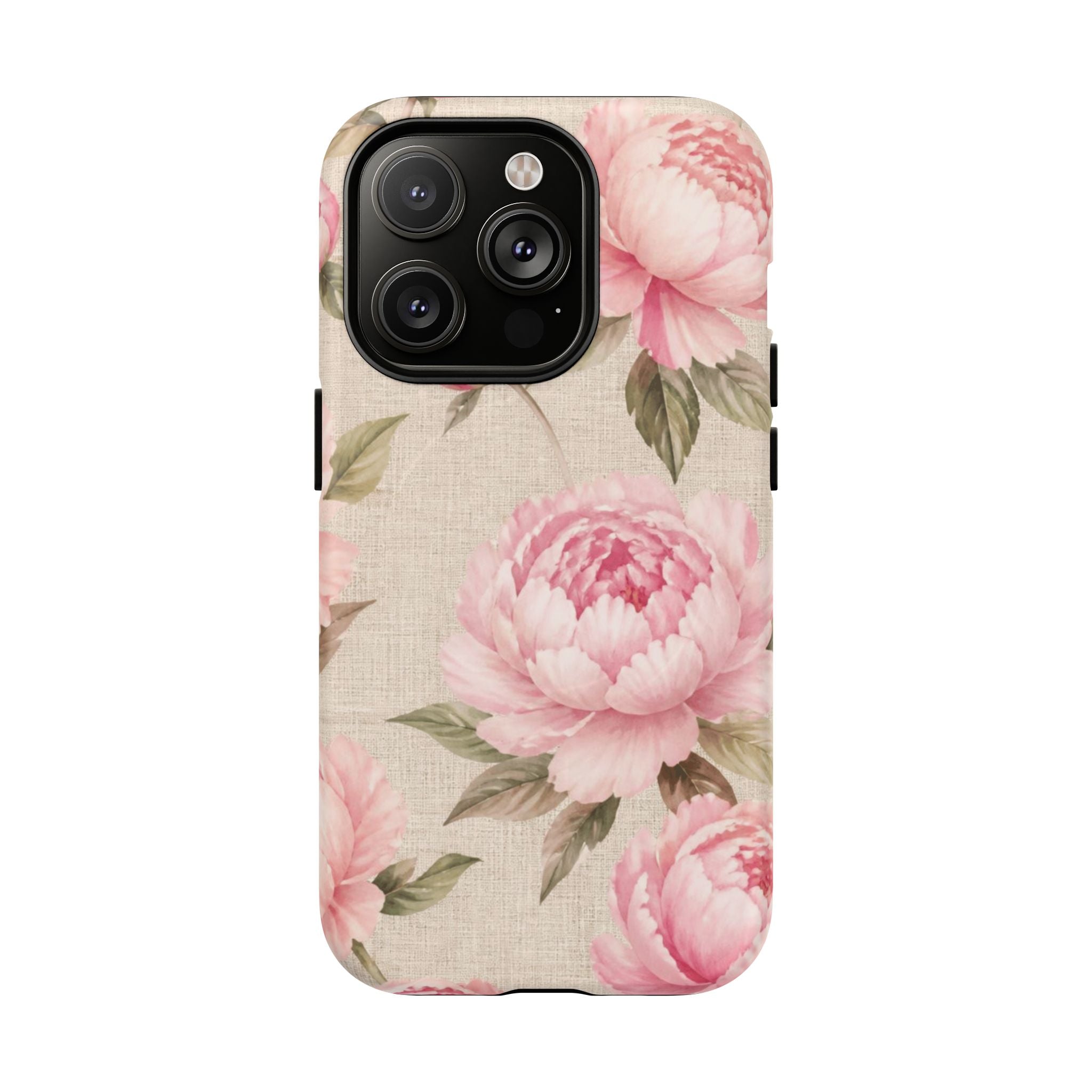 Floral Peony Tough Magnetic Phone Case — Pink Vintage Rose Protective Cover