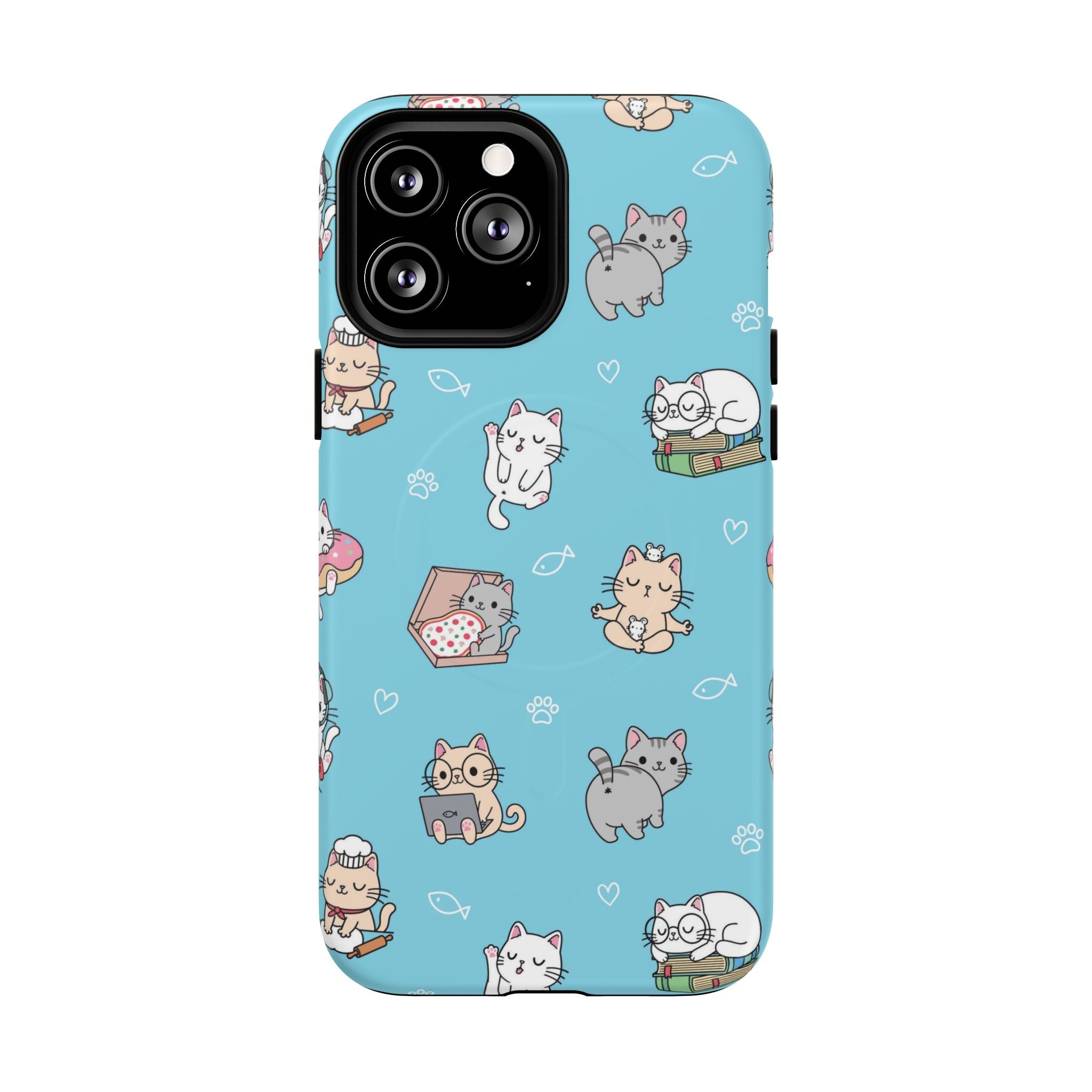 Kawaii Cat Pattern Tough Magnetic Phone Case