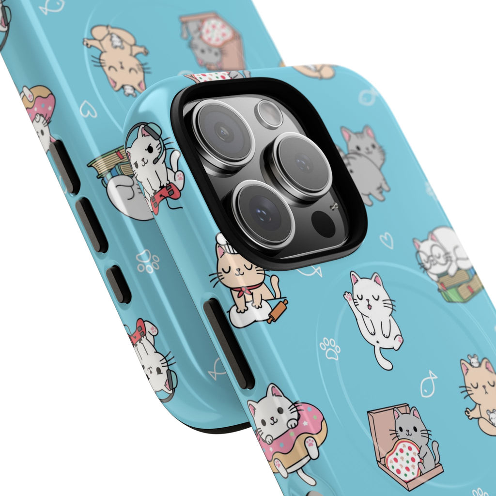 Kawaii Cat Pattern Tough Magnetic Phone Case