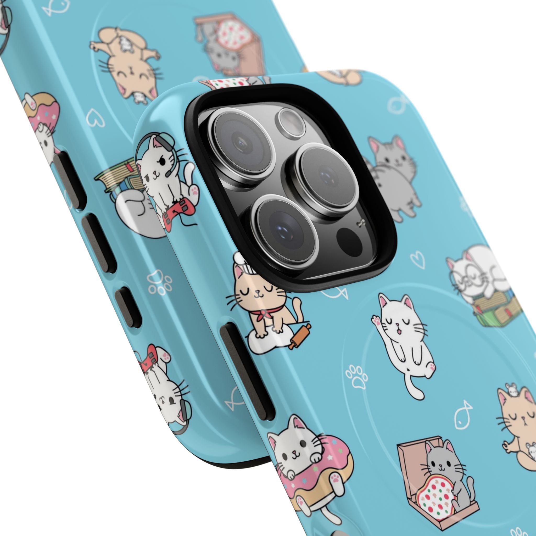 Kawaii Cat Pattern Tough Magnetic Phone Case