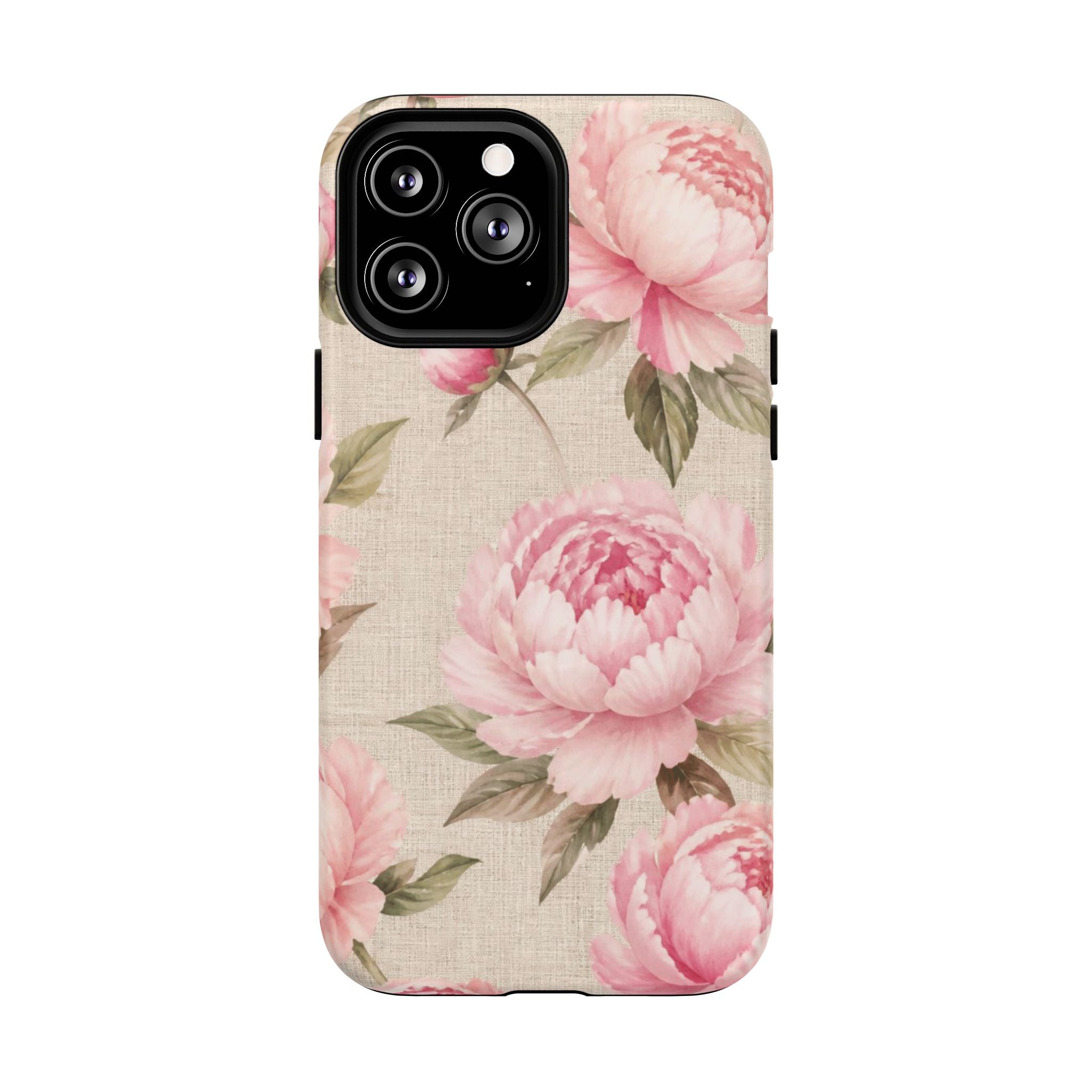 Floral Peony Tough Magnetic Phone Case — Pink Vintage Rose Protective Cover