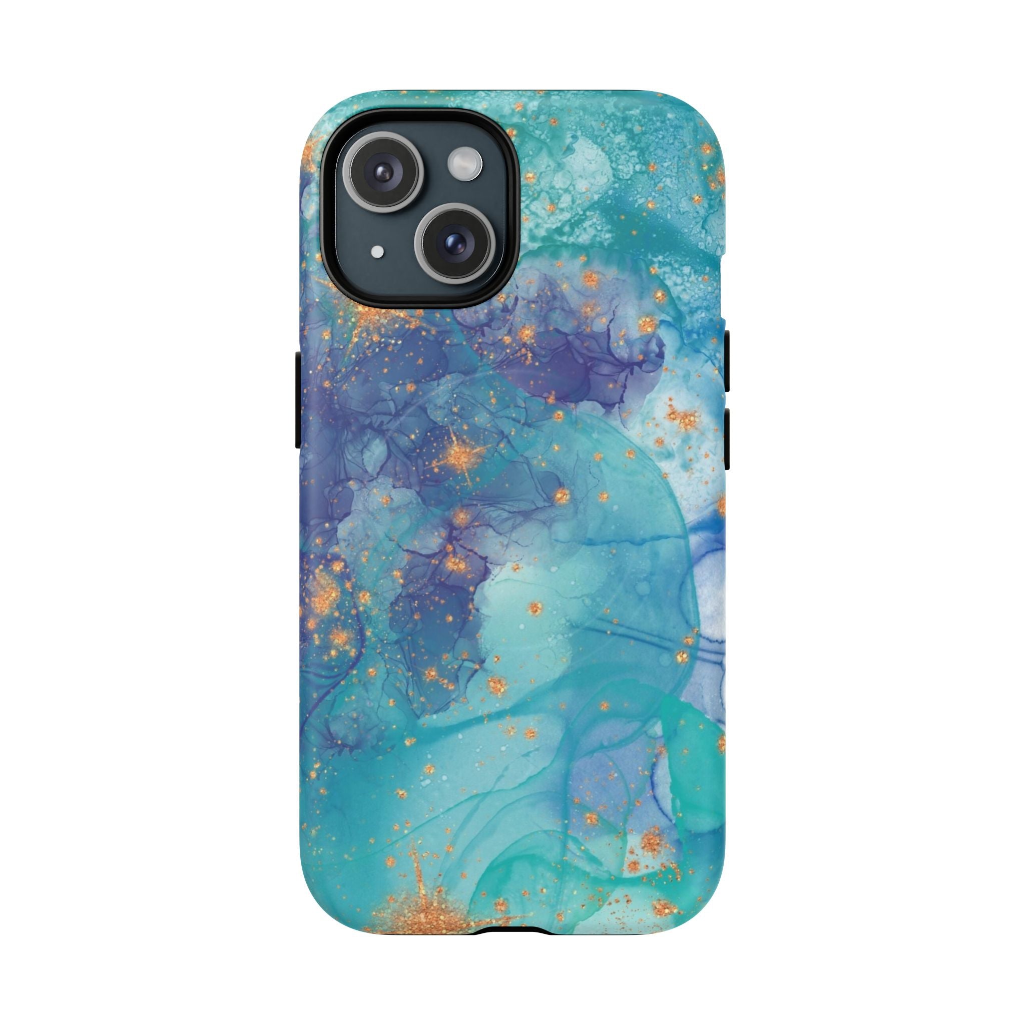 Teal Marble Magnetic Tough Case — Protective Phone Case with Blue Gold Swirl Design