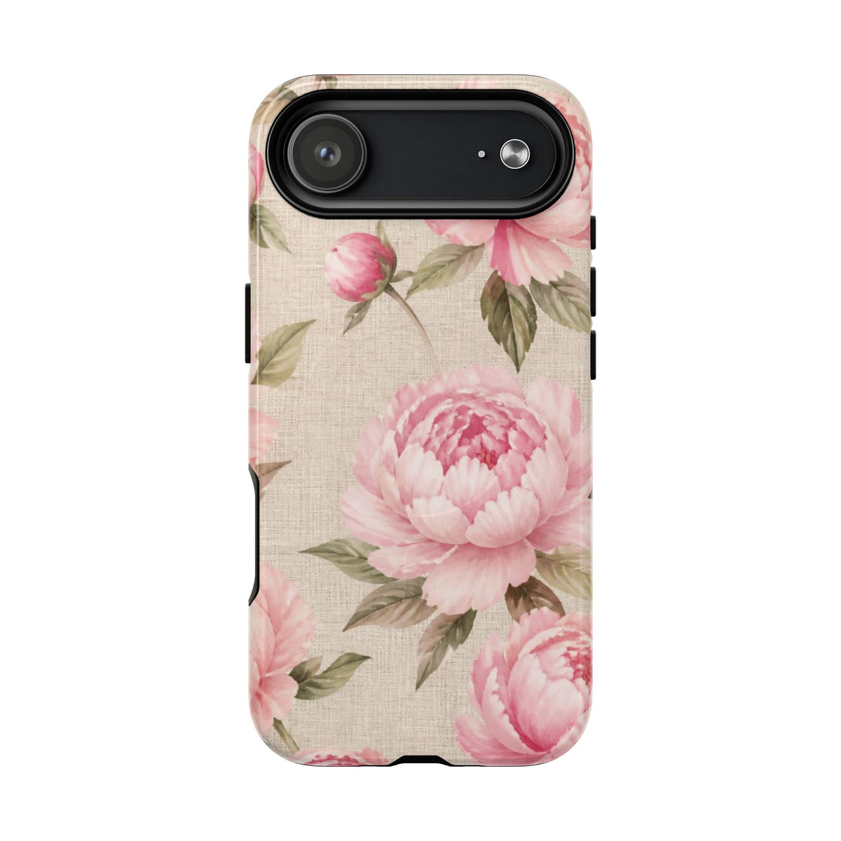 Floral Peony Tough Magnetic Phone Case — Pink Vintage Rose Protective Cover