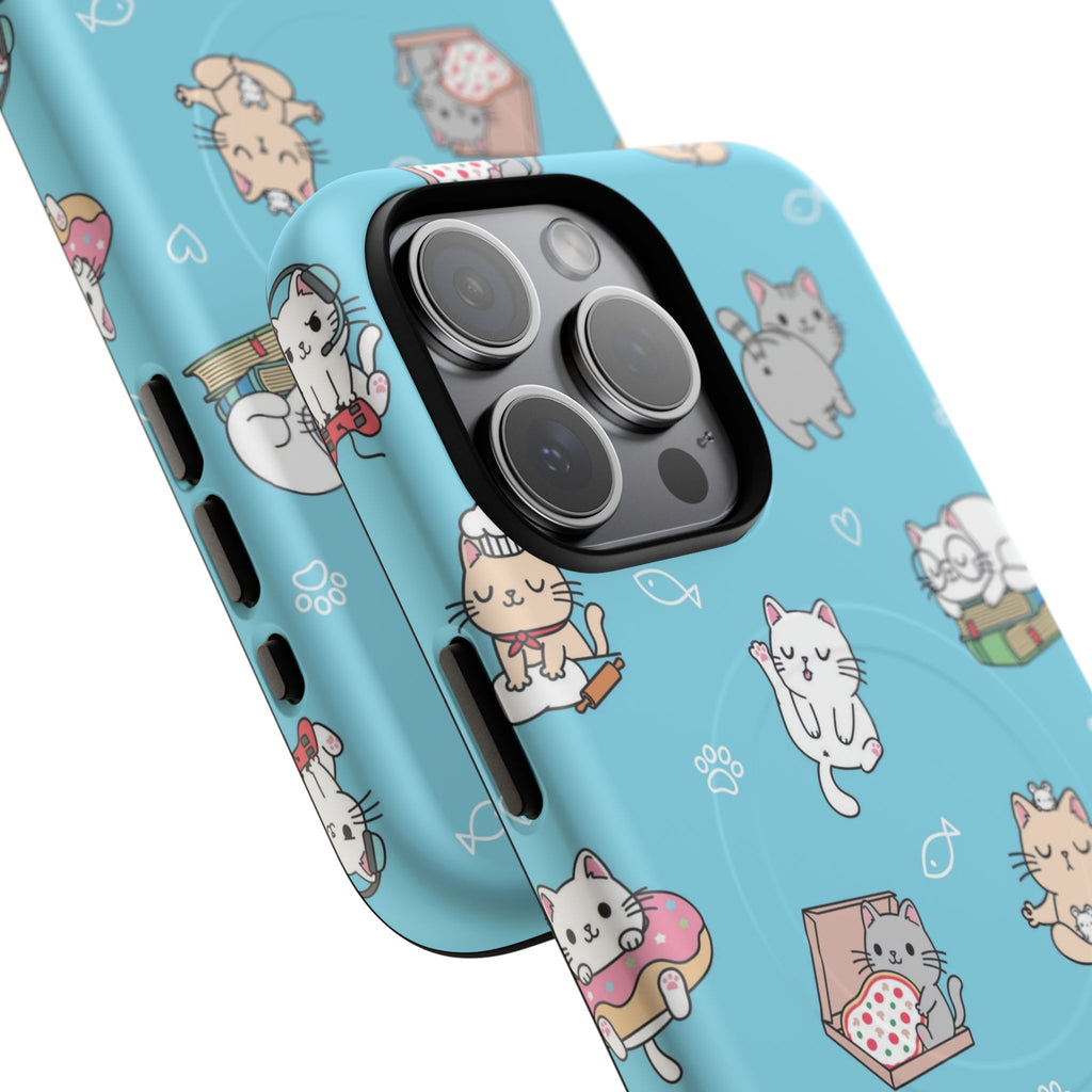 Kawaii Cat Pattern Tough Magnetic Phone Case