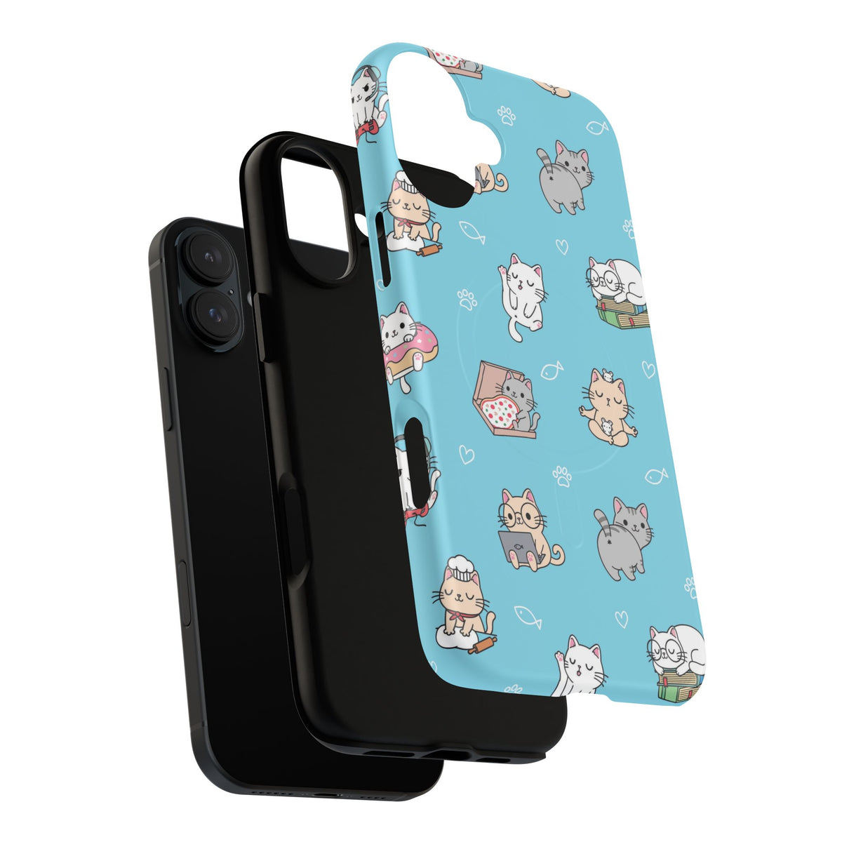 Kawaii Cat Pattern Tough Magnetic Phone Case