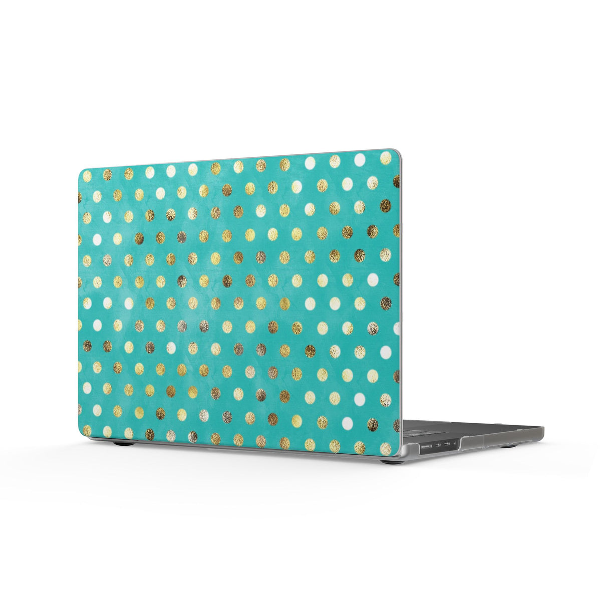 Turquoise Gold Polka Dot MacBook Case — Matte Decorative Laptop Cover