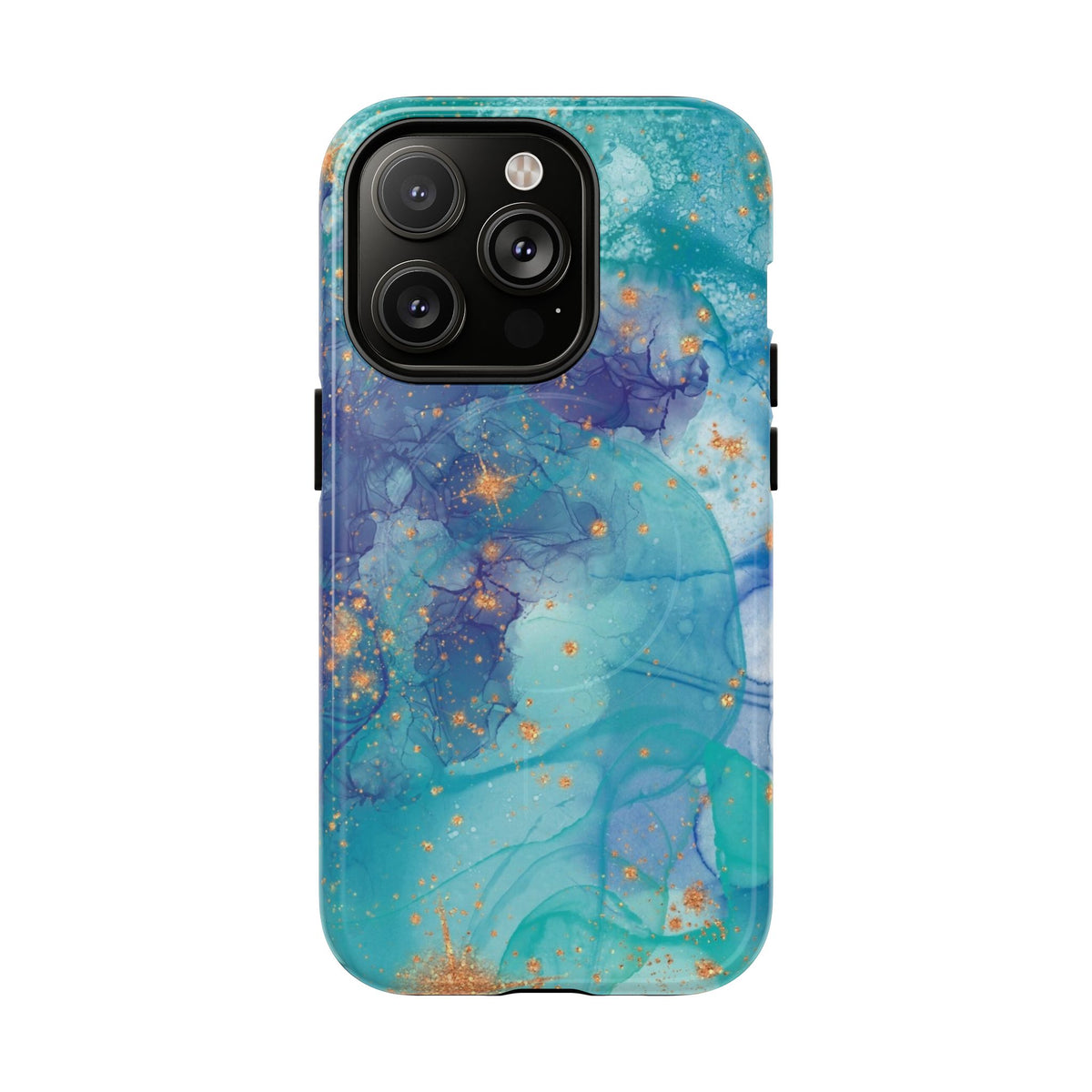 Teal Marble Magnetic Tough Case — Protective Phone Case with Blue Gold Swirl Design