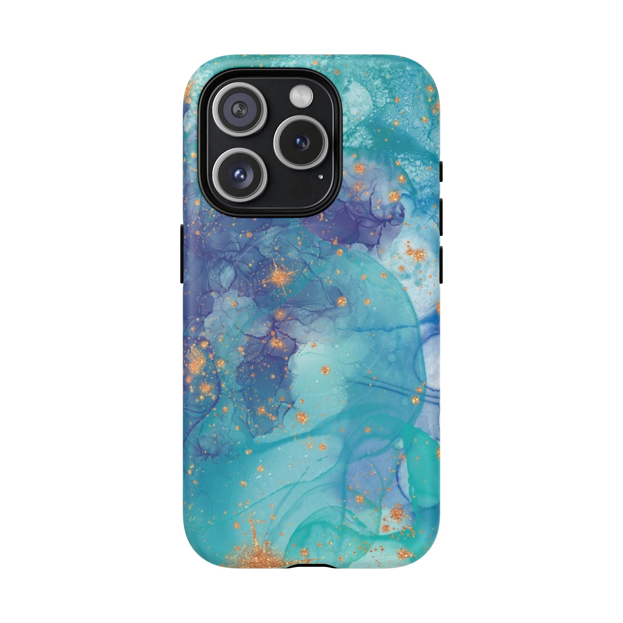Teal Marble Magnetic Tough Case — Protective Phone Case with Blue Gold Swirl Design
