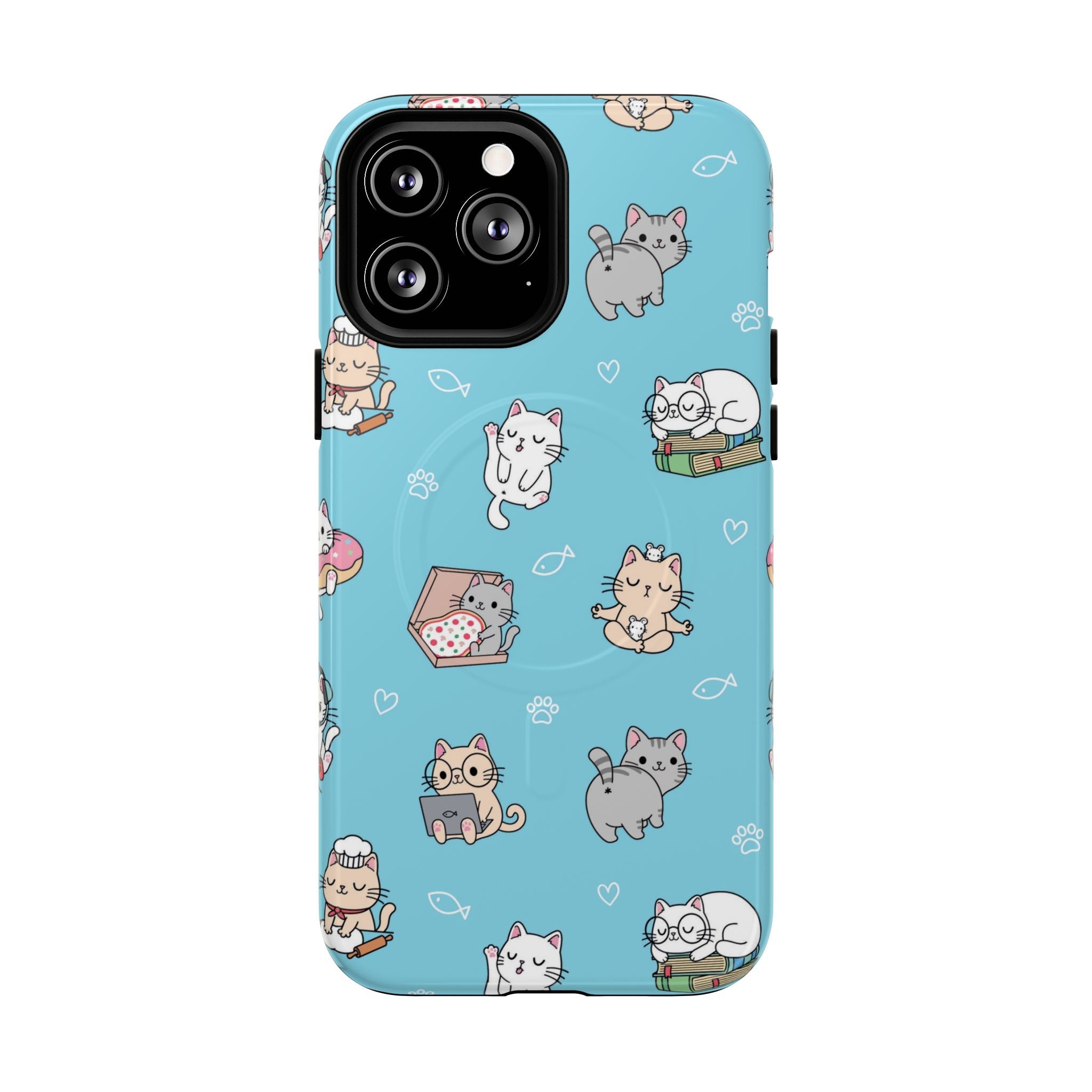 Kawaii Cat Pattern Tough Magnetic Phone Case