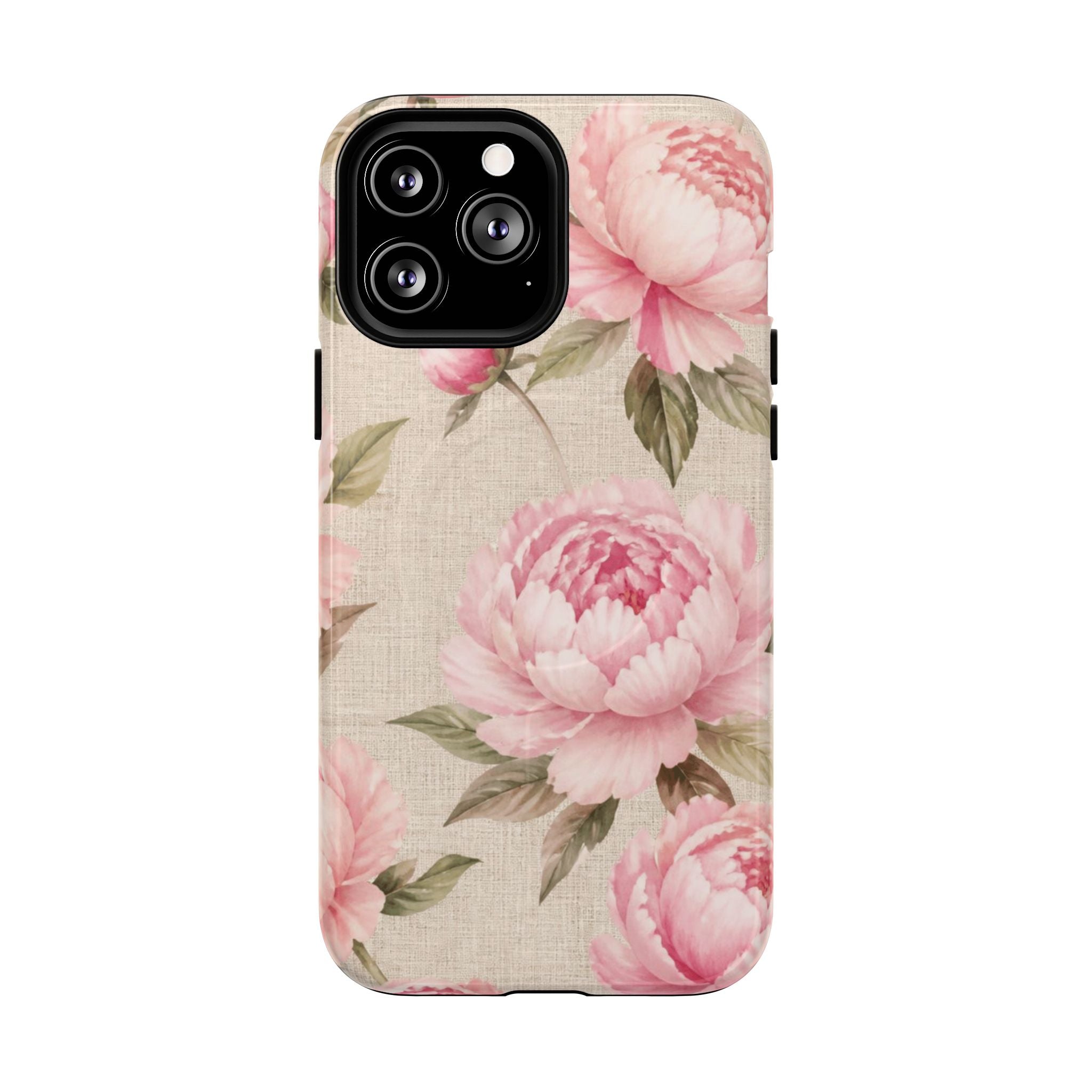 Floral Peony Tough Magnetic Phone Case — Pink Vintage Rose Protective Cover