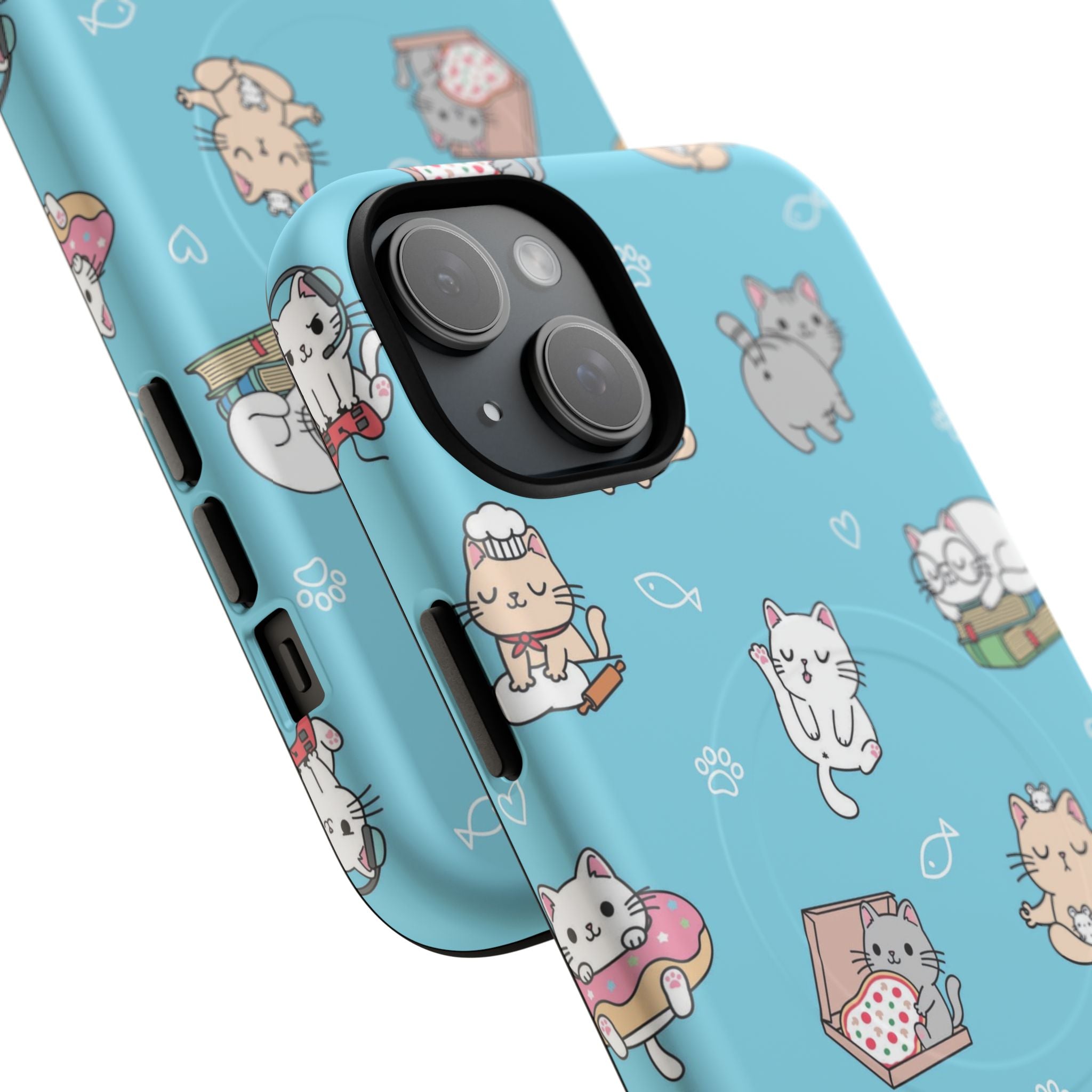 Kawaii Cat Pattern Tough Magnetic Phone Case