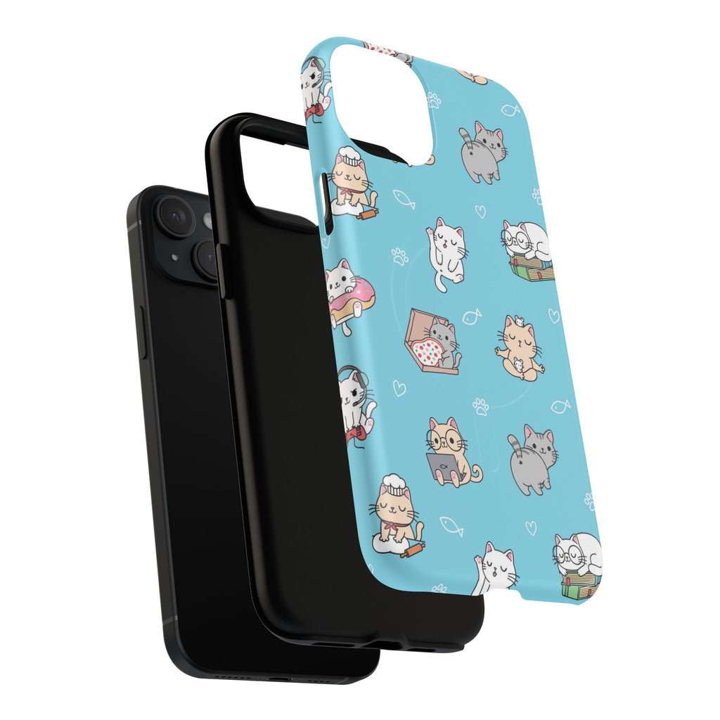 Kawaii Cat Pattern Tough Magnetic Phone Case