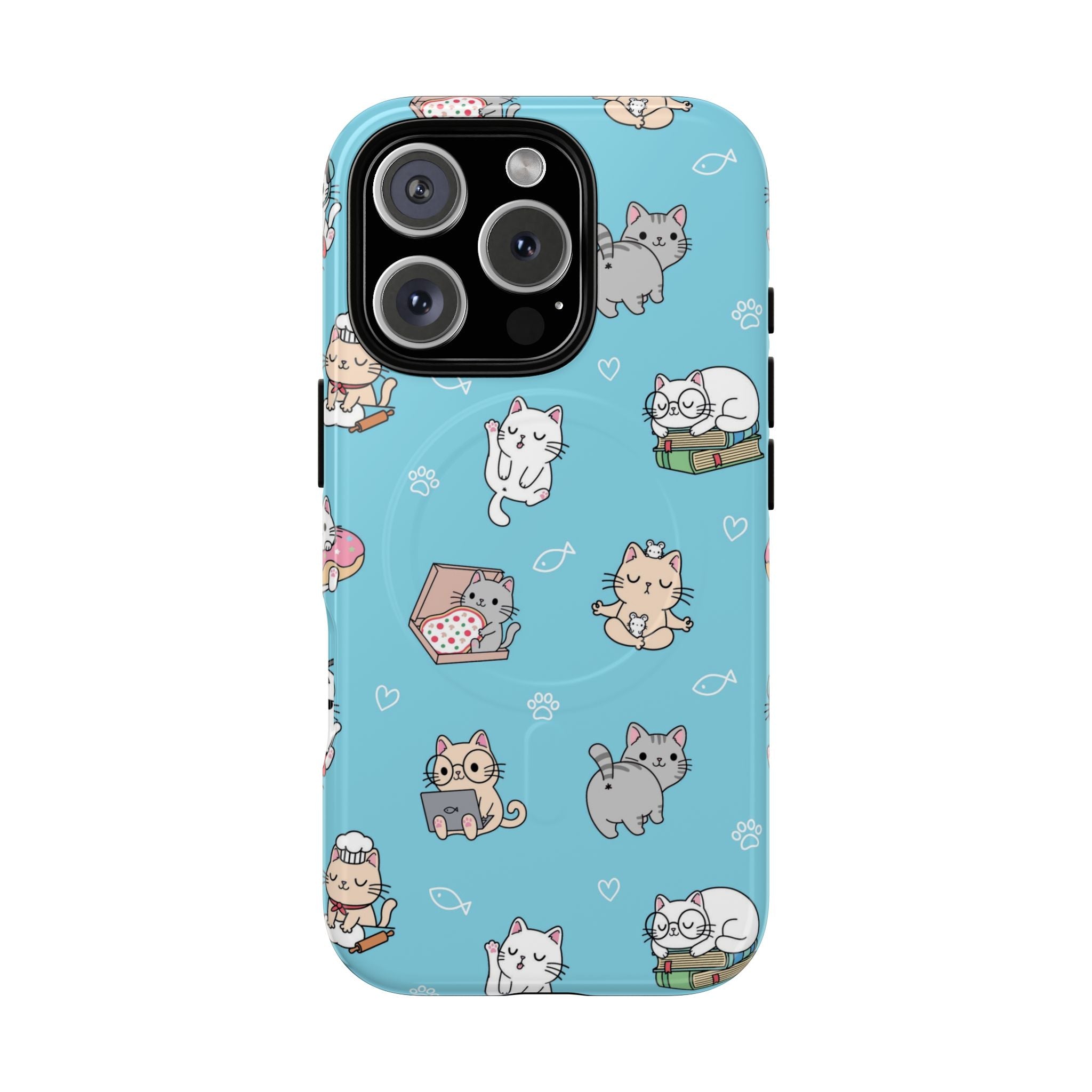 Kawaii Cat Pattern Tough Magnetic Phone Case
