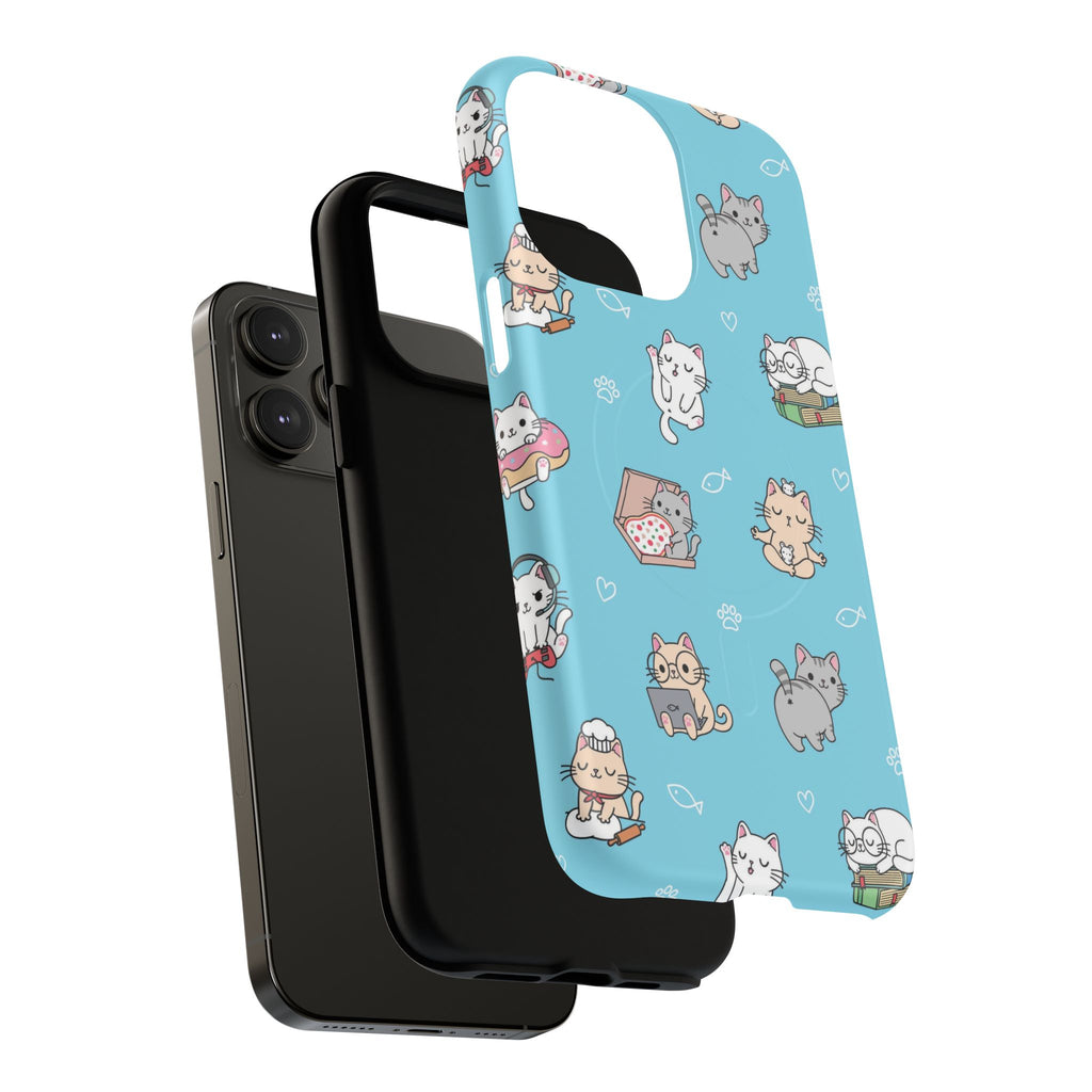 Kawaii Cat Pattern Tough Magnetic Phone Case