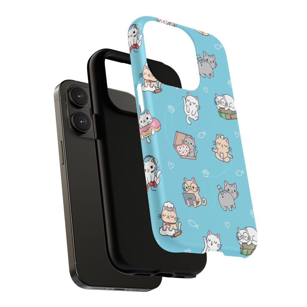 Kawaii Cat Pattern Tough Magnetic Phone Case