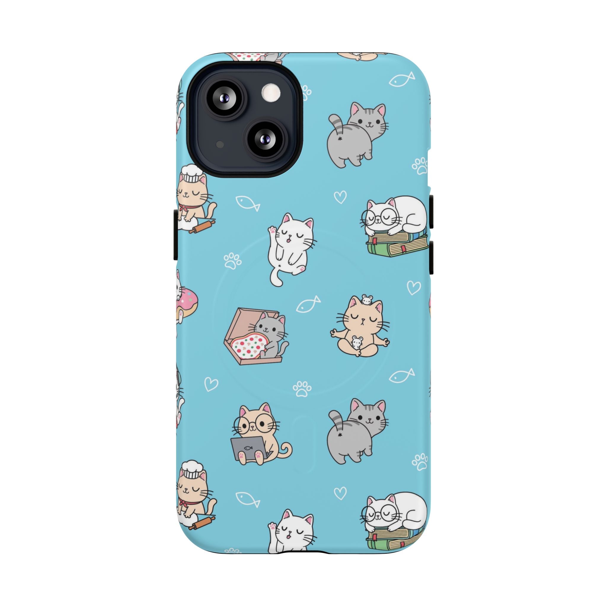 Kawaii Cat Pattern Tough Magnetic Phone Case