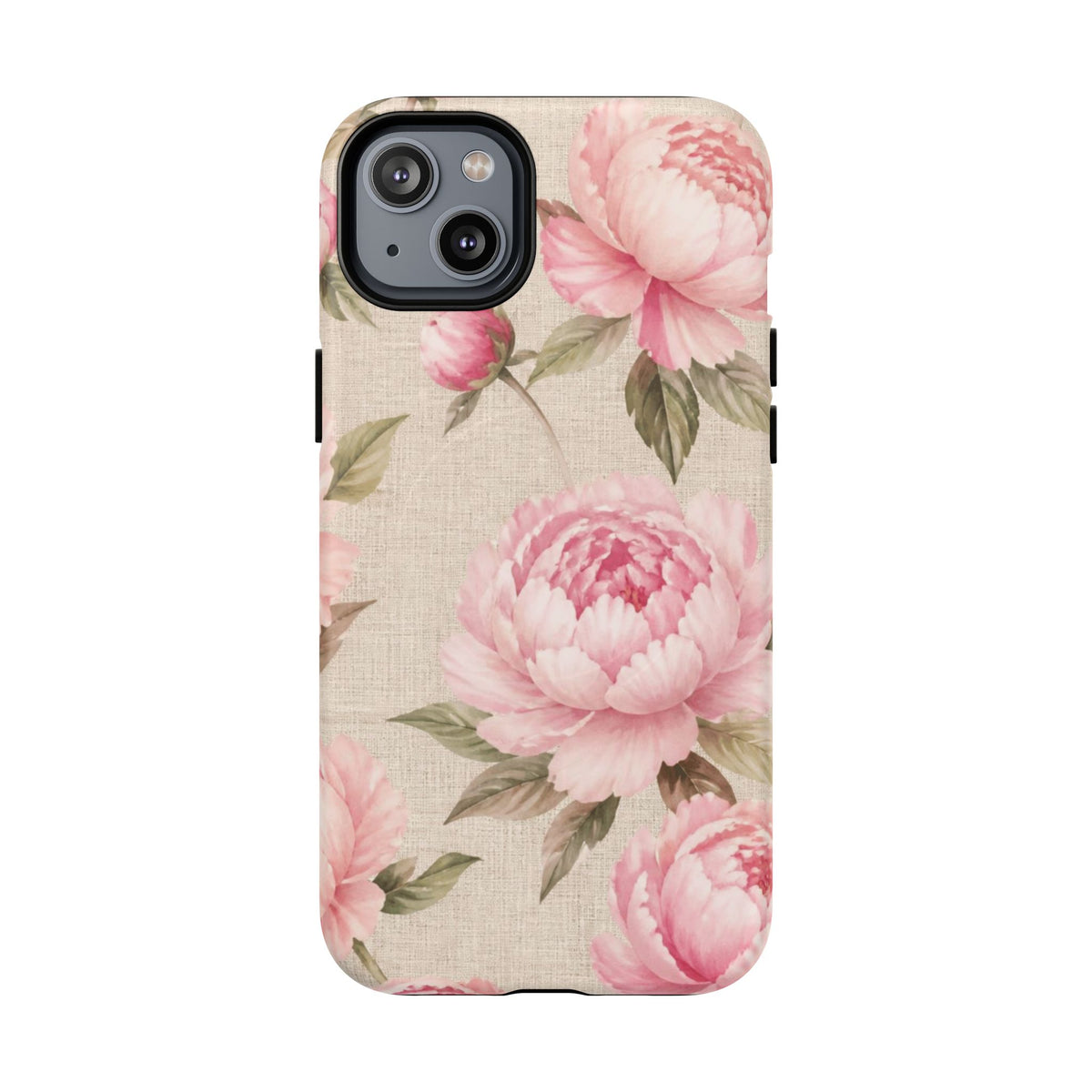 Floral Peony Tough Magnetic Phone Case — Pink Vintage Rose Protective Cover