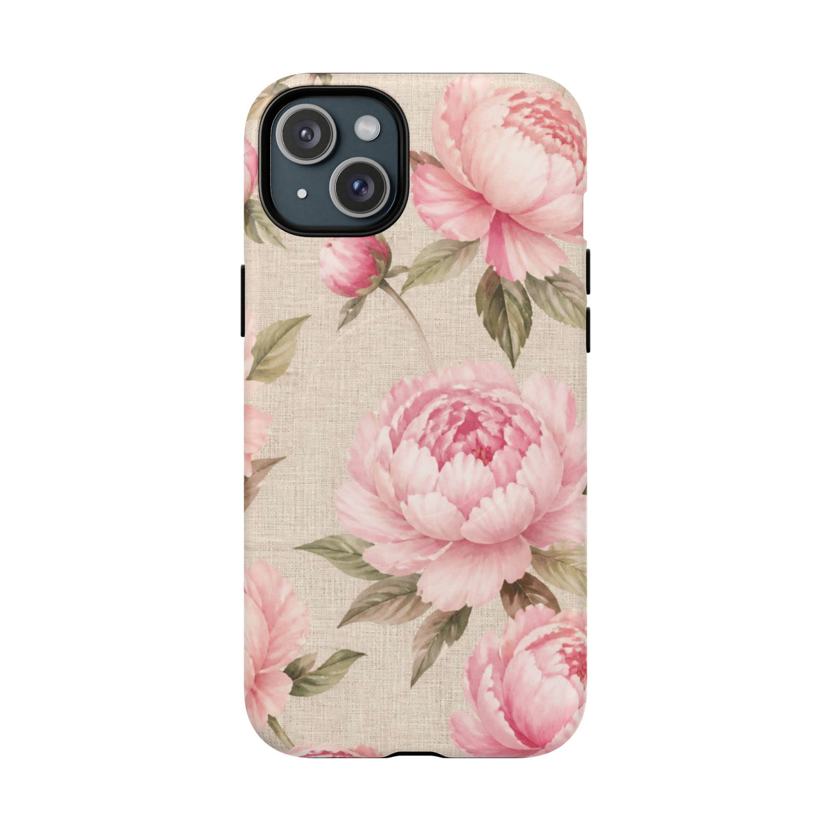 Floral Peony Tough Magnetic Phone Case — Pink Vintage Rose Protective Cover