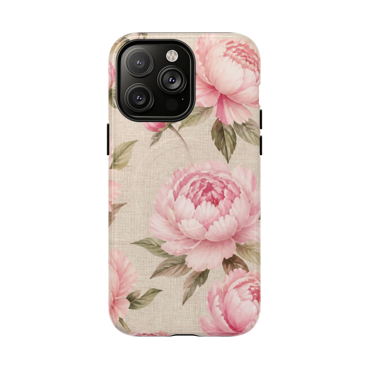 Floral Peony Tough Magnetic Phone Case — Pink Vintage Rose Protective Cover