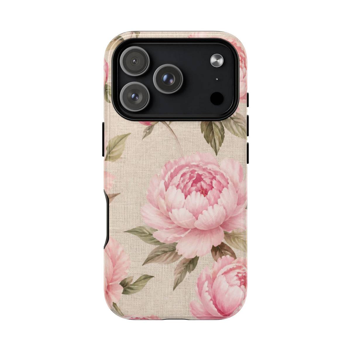 Floral Peony Tough Magnetic Phone Case — Pink Vintage Rose Protective Cover
