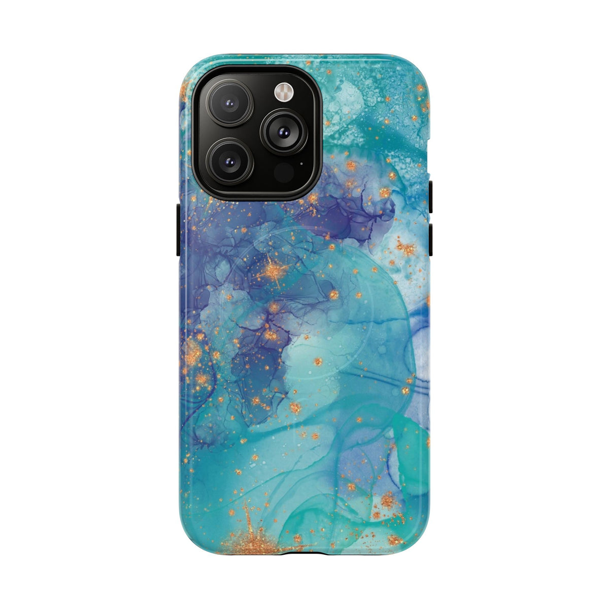 Teal Marble Magnetic Tough Case — Protective Phone Case with Blue Gold Swirl Design