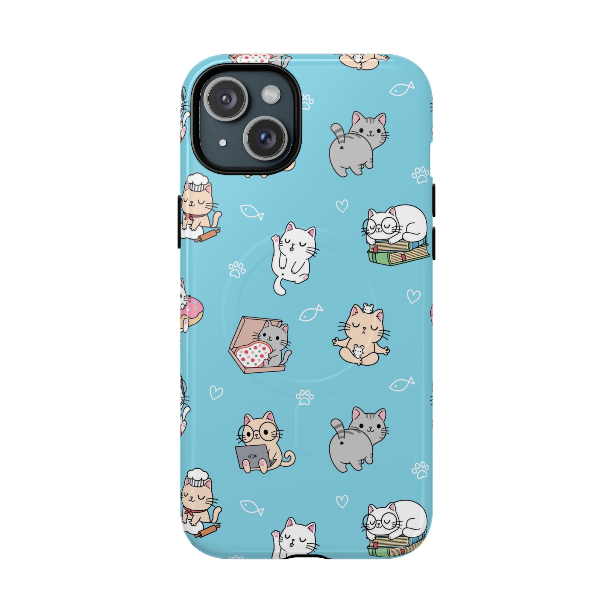 Kawaii Cat Pattern Tough Magnetic Phone Case