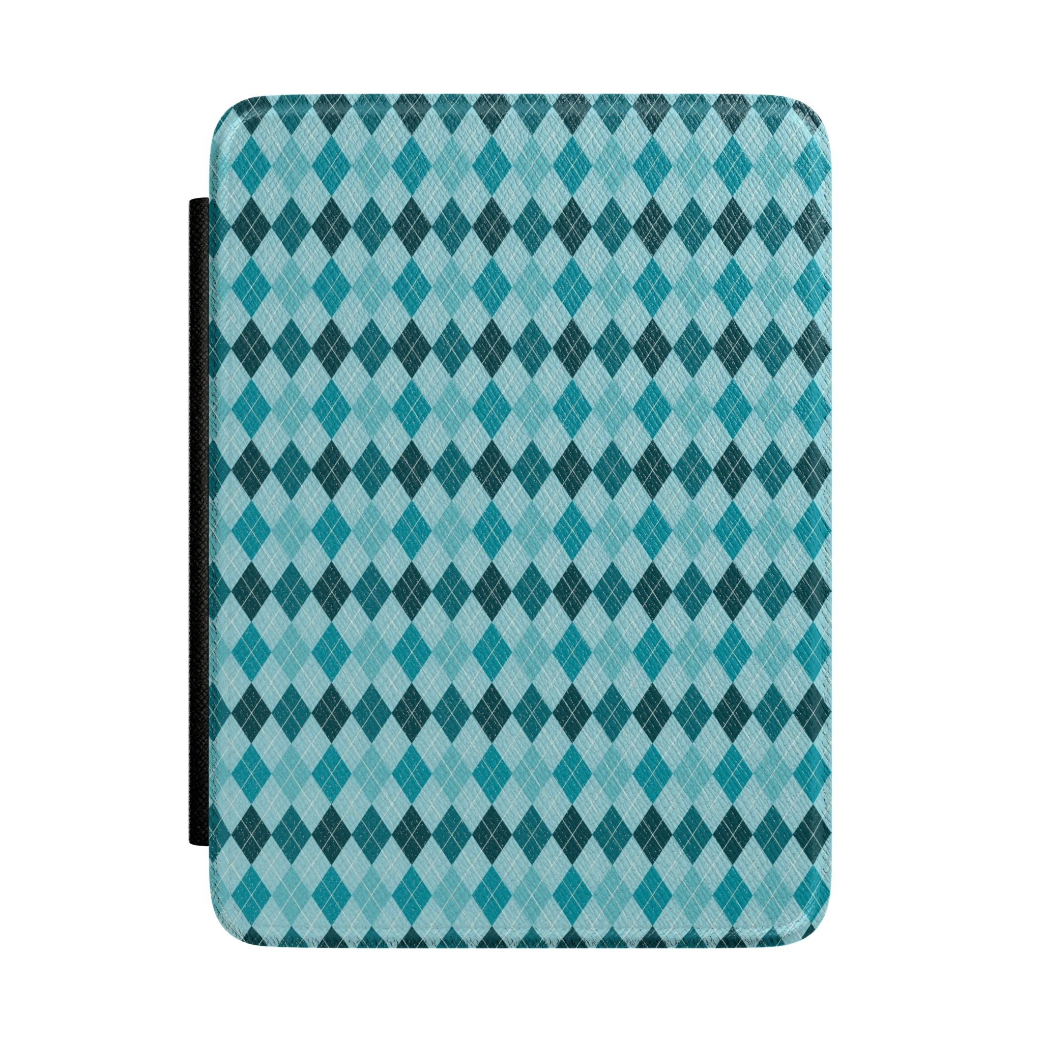 Teal Argyle Kindle Case — Patterned eReader Cover
