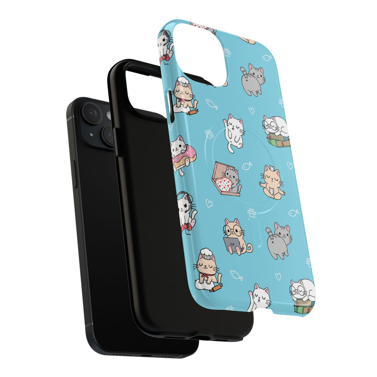 Kawaii Cat Pattern Tough Magnetic Phone Case