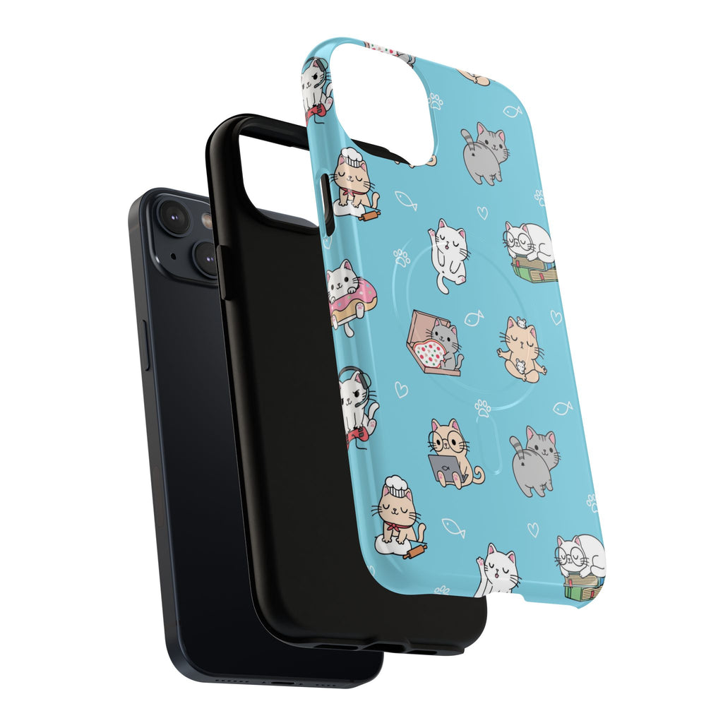 Kawaii Cat Pattern Tough Magnetic Phone Case