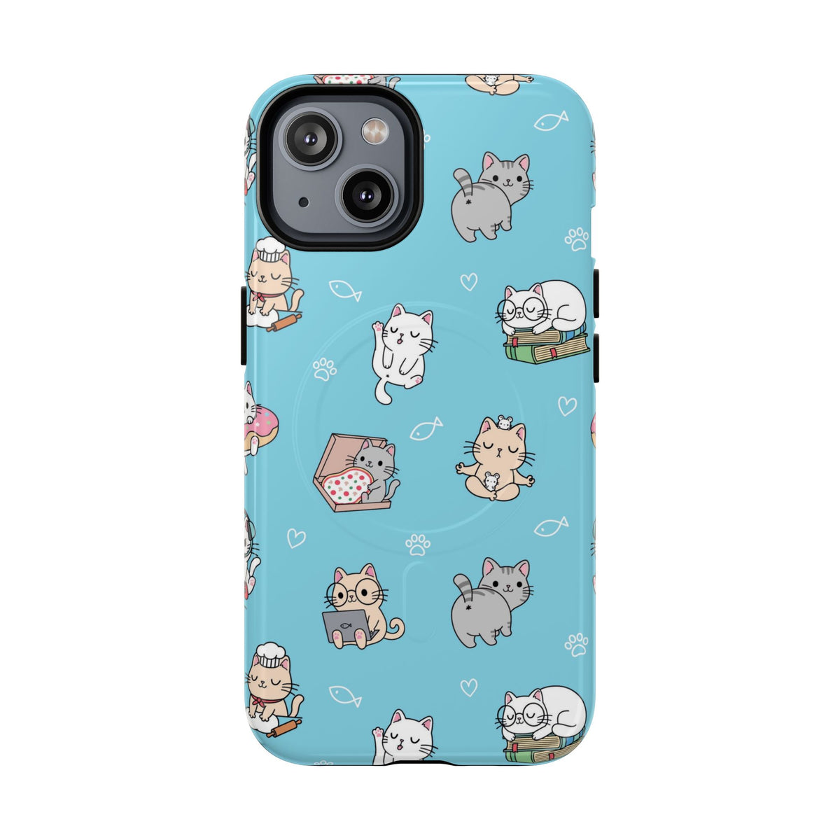 Kawaii Cat Pattern Tough Magnetic Phone Case