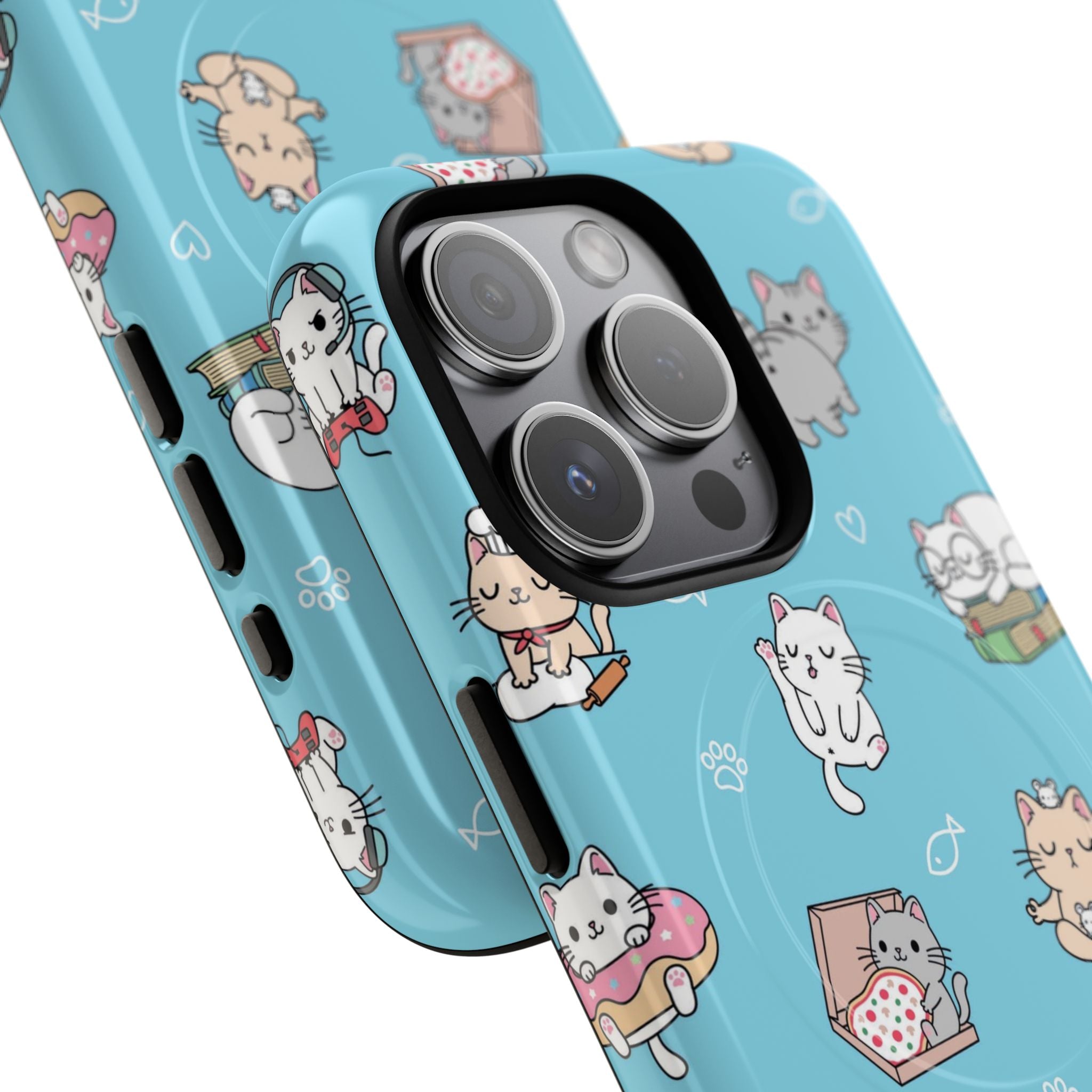Kawaii Cat Pattern Tough Magnetic Phone Case