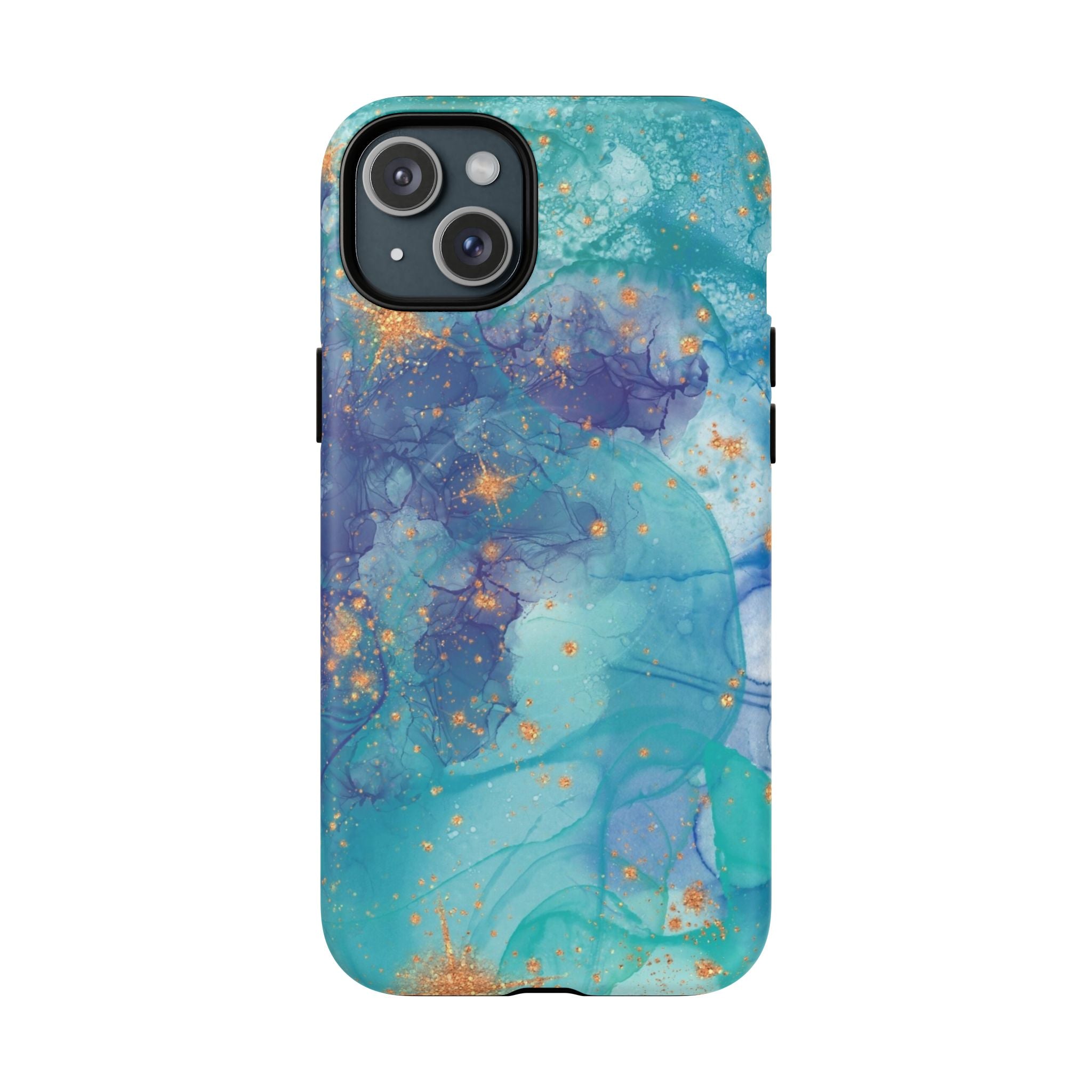 Teal Marble Magnetic Tough Case — Protective Phone Case with Blue Gold Swirl Design