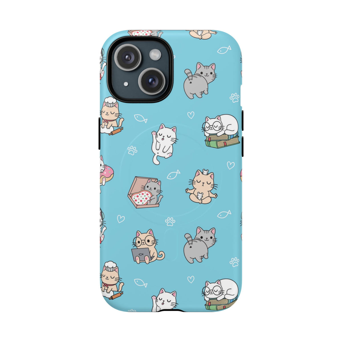 Kawaii Cat Pattern Tough Magnetic Phone Case