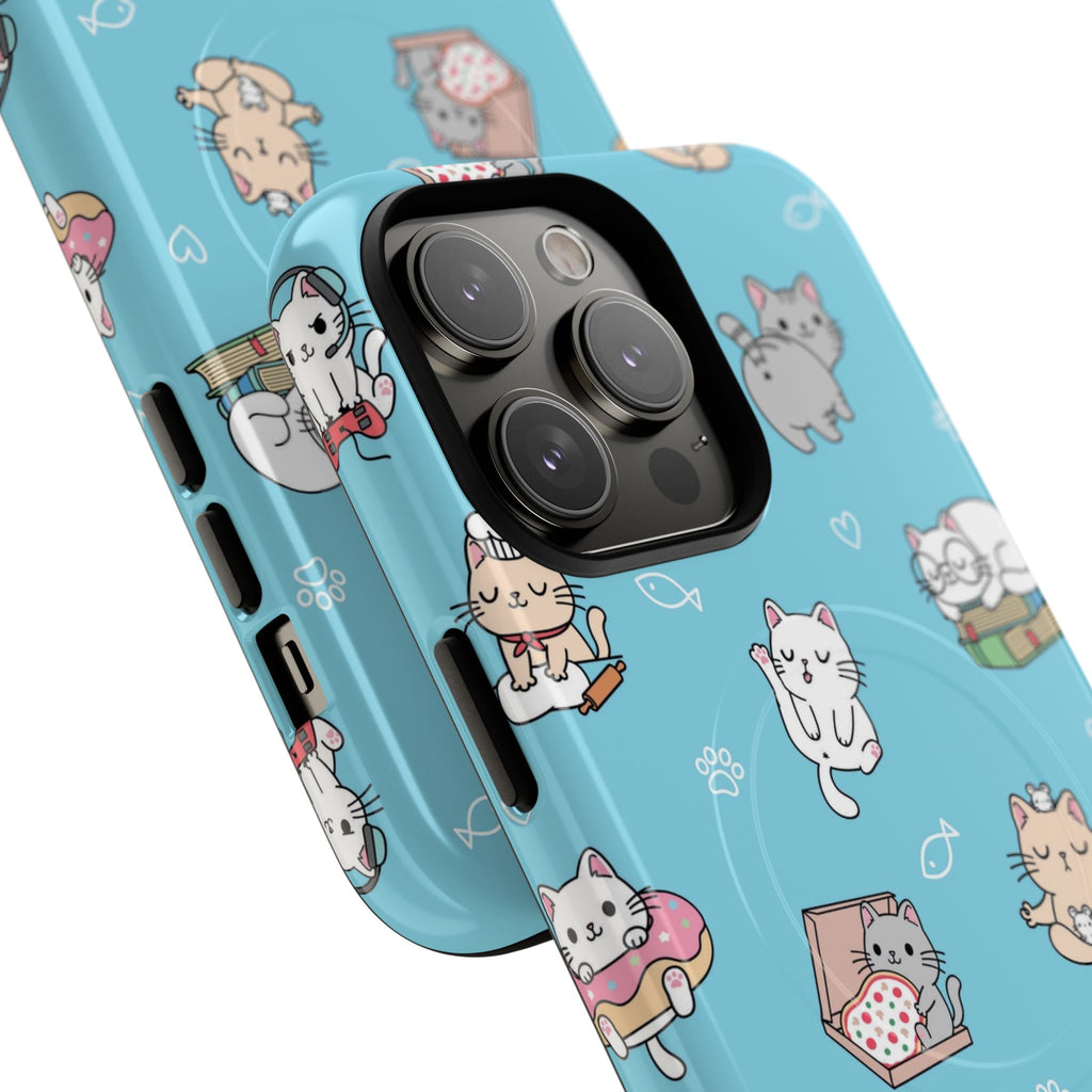 Kawaii Cat Pattern Tough Magnetic Phone Case