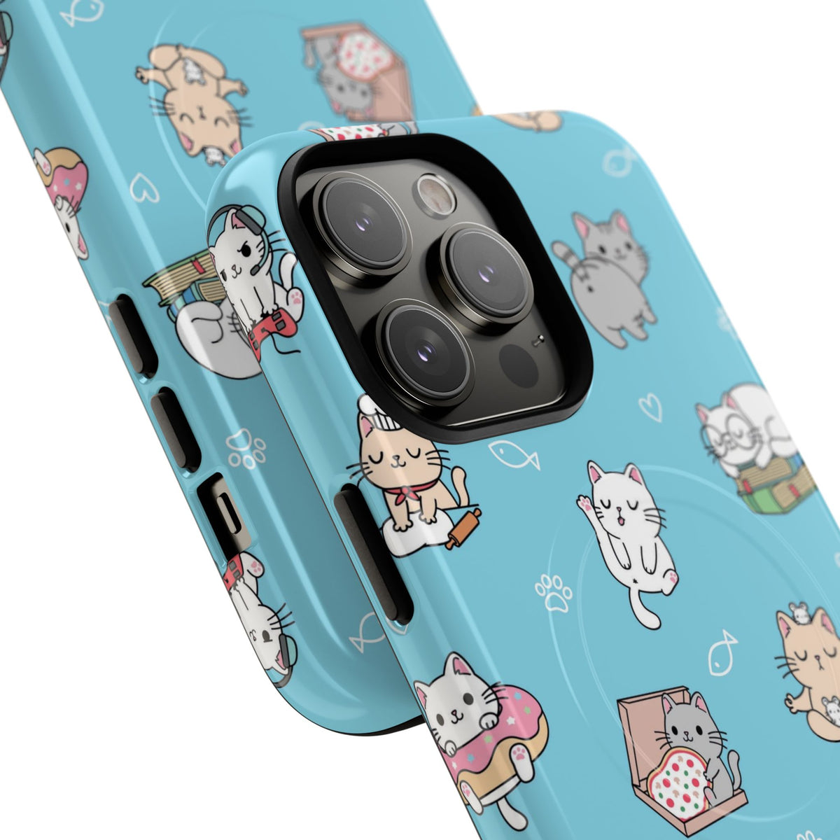 Kawaii Cat Pattern Tough Magnetic Phone Case